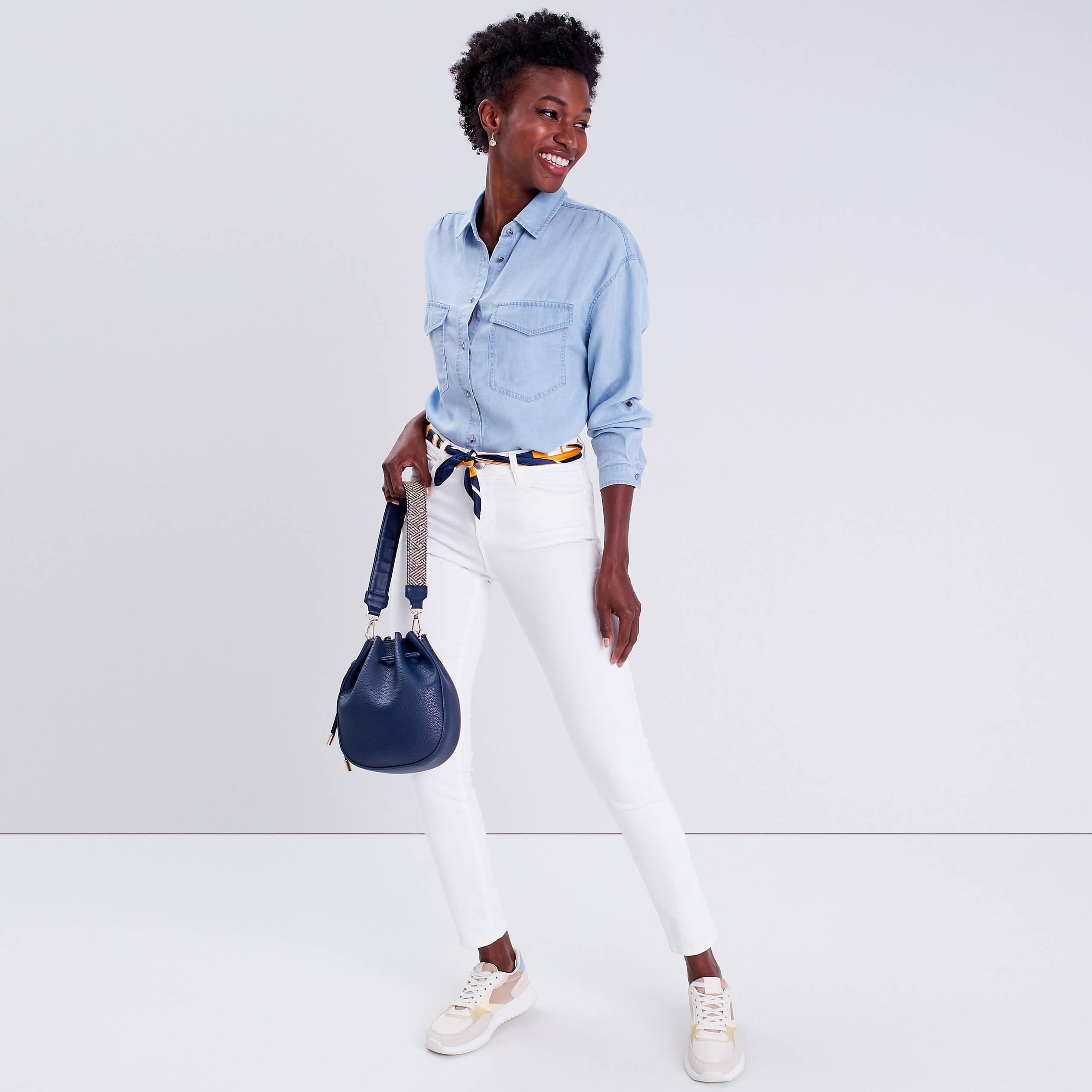 Jeans slim 5 poches blanc femme