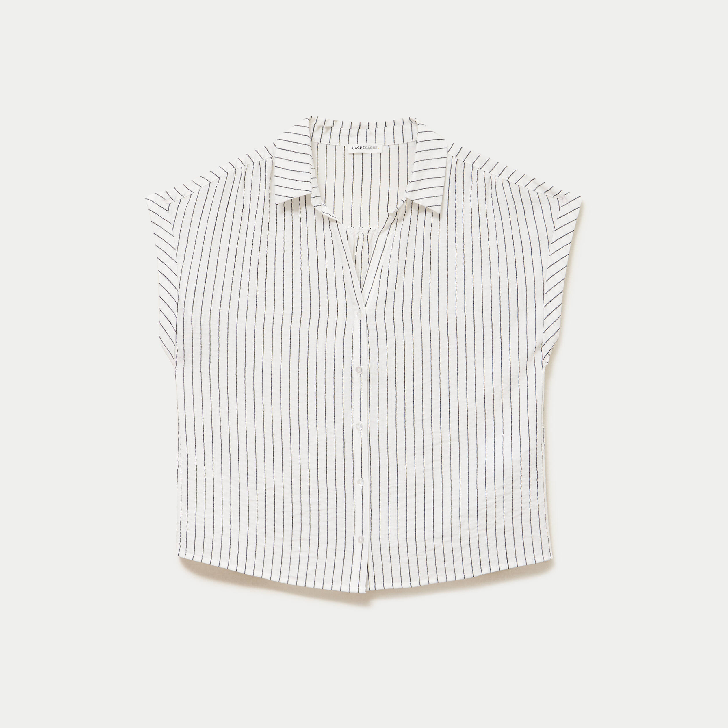 Blouse sans manches col v blanc femme