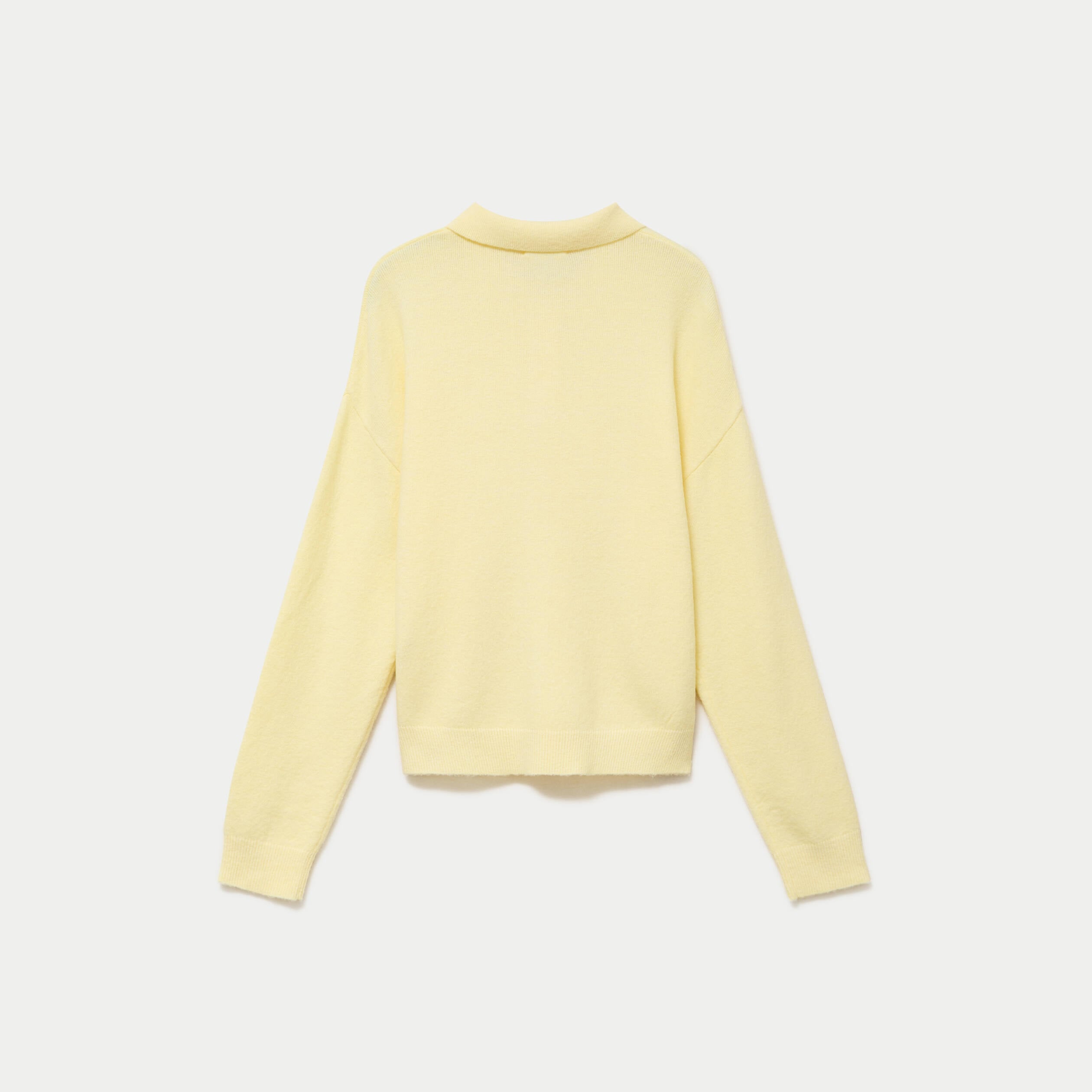 Pull col chemise manches longues jaune clair femme