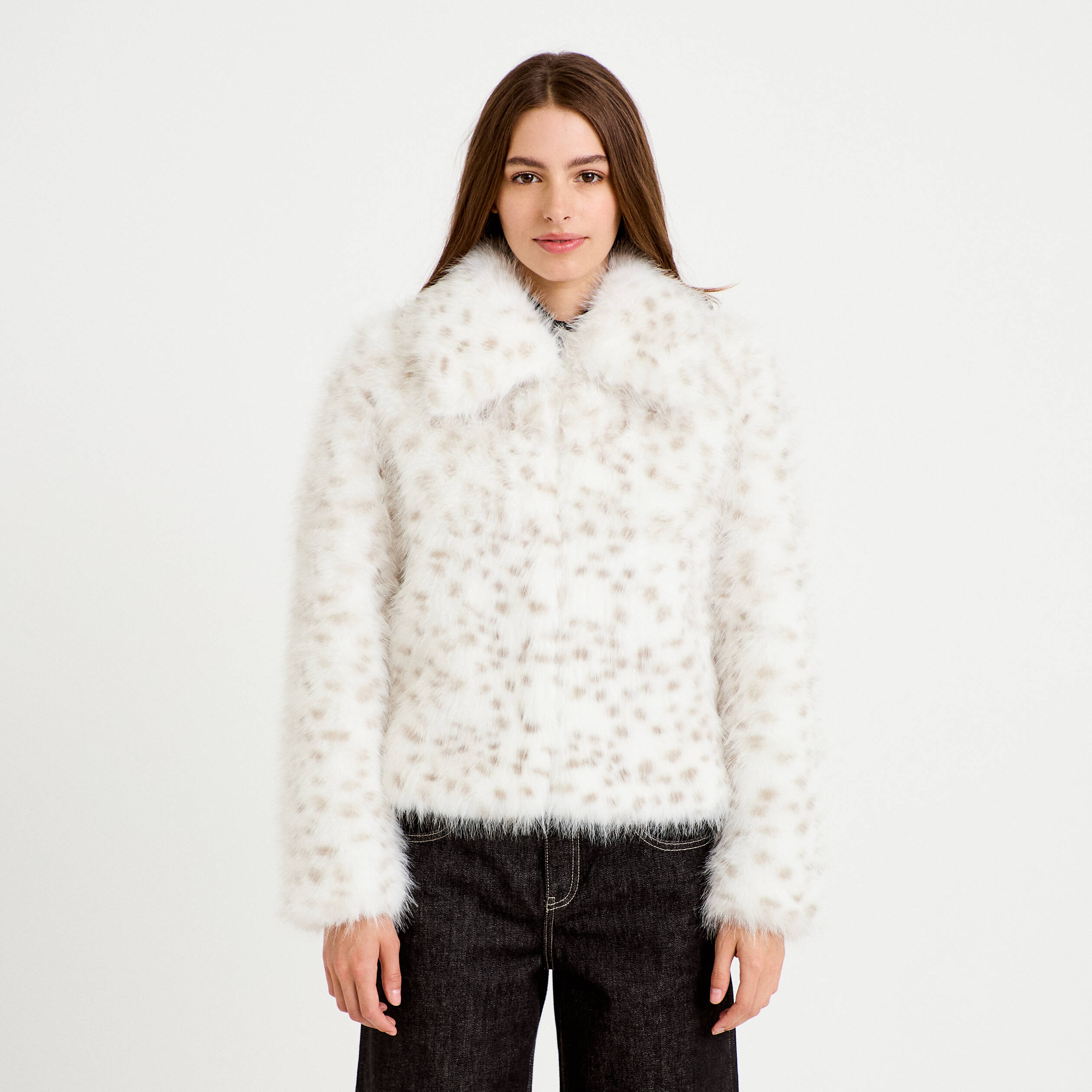 Veste oversize col tailleur beige femme