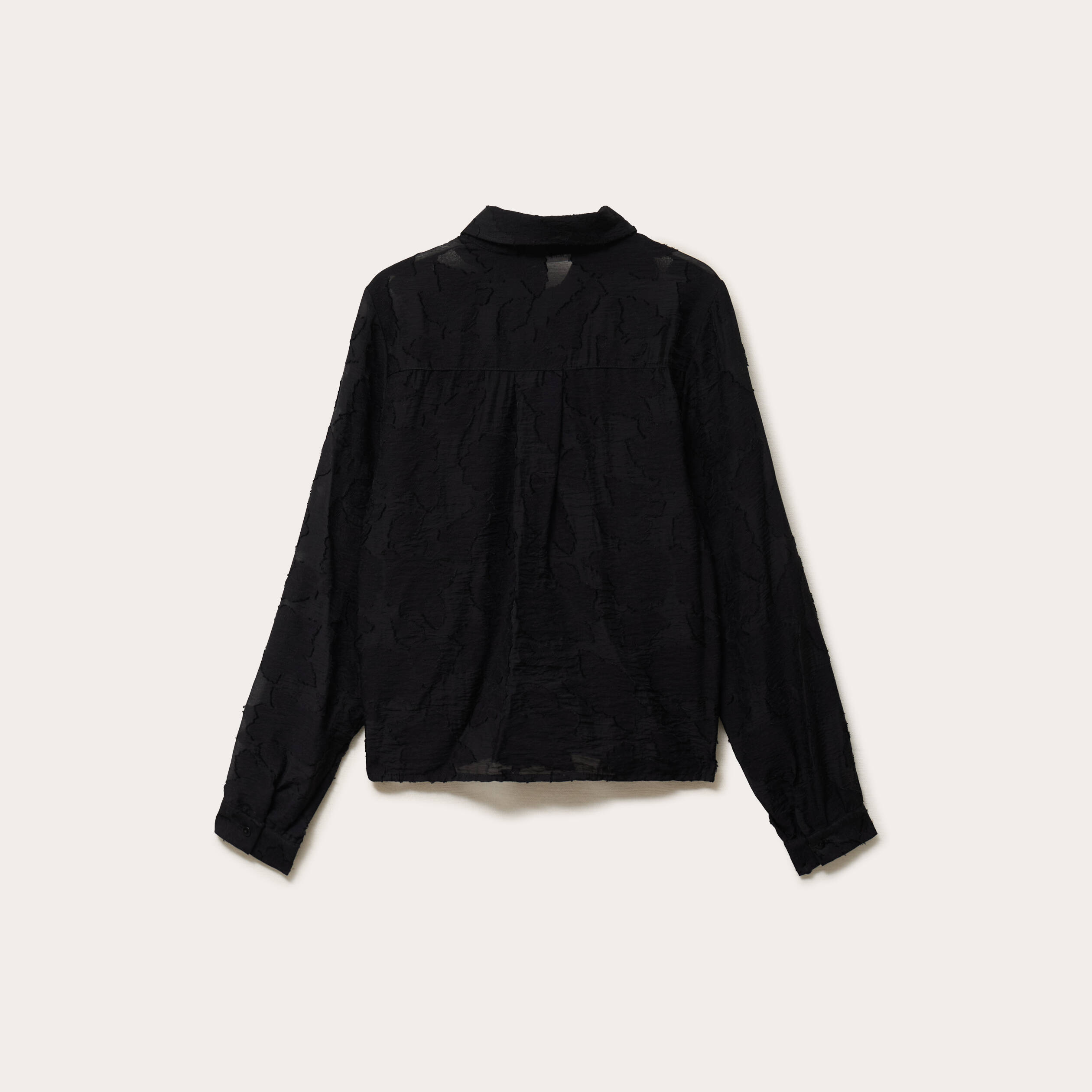 Chemise pliss&eacute;e manches longues noir femme