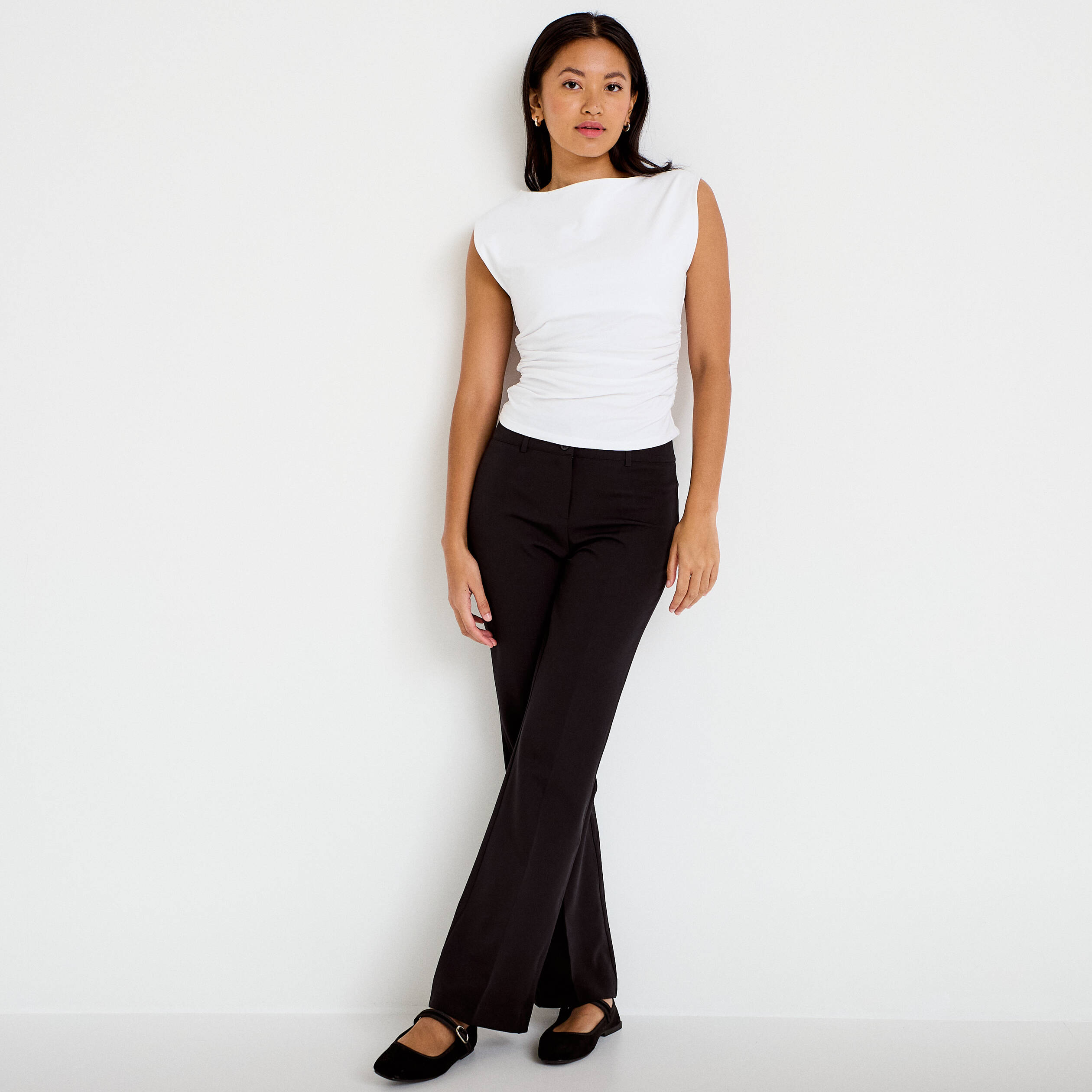 Pantalon flare noir femme