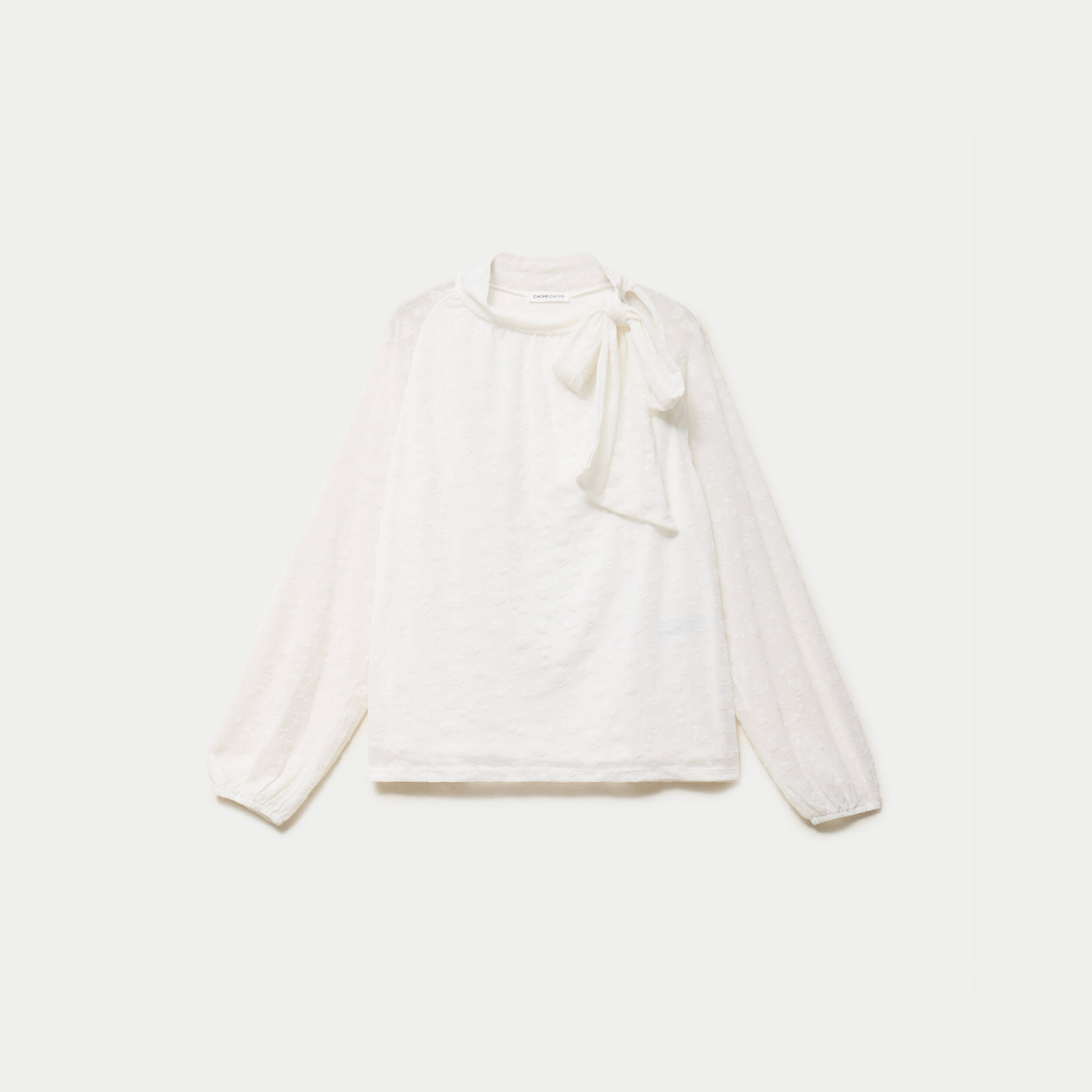 Blouse droite manches longues ecru femme