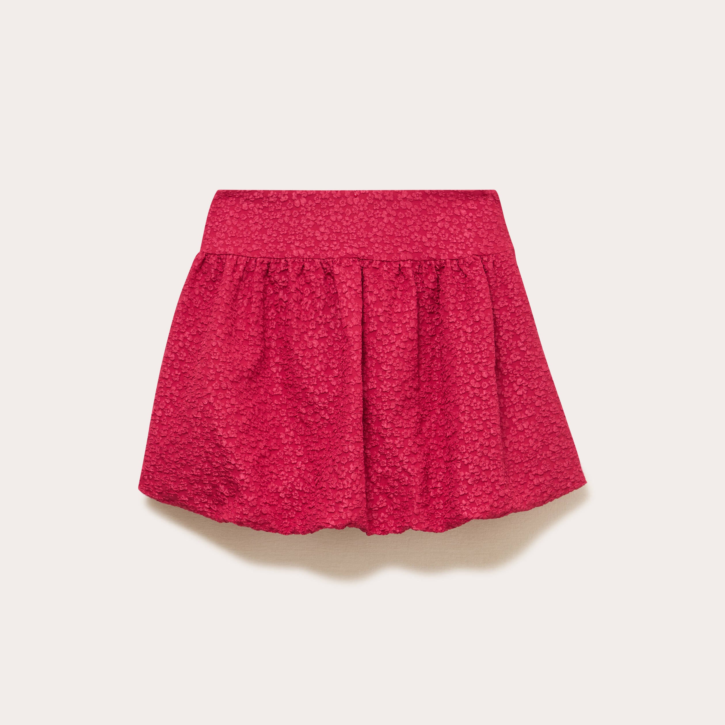 Jupe courte effet boule doubl&eacute;e rouge clair femme