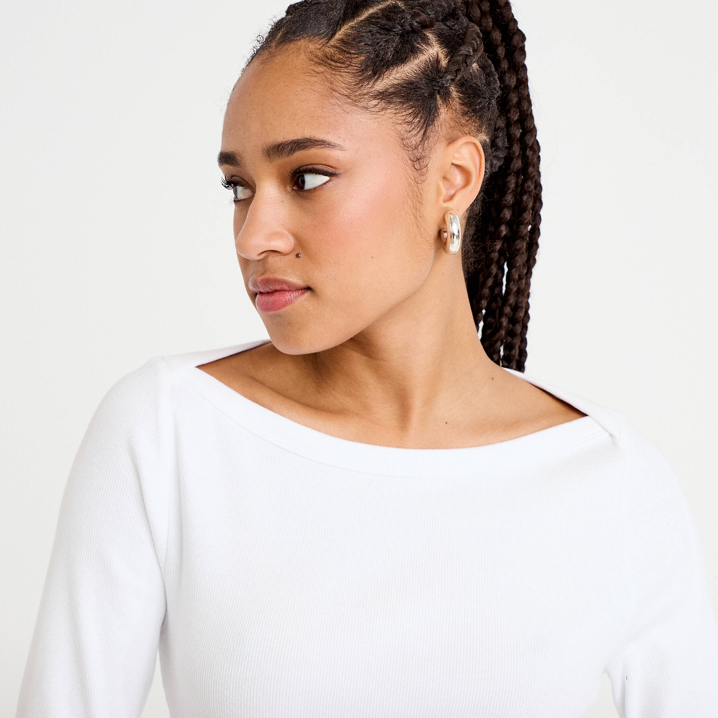 T-shirt col bateau blanc femme