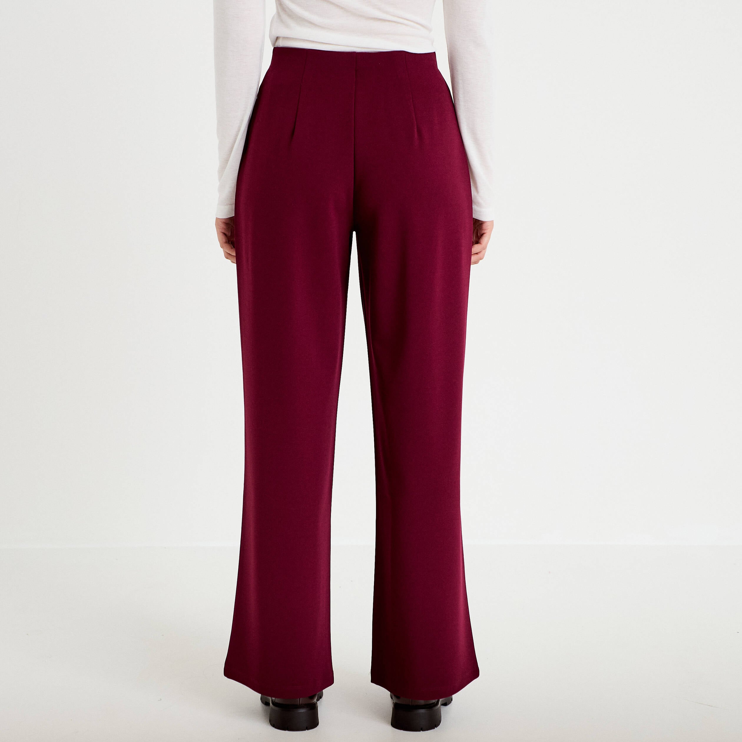 Pantalon bootcut taille standard bordeaux femme