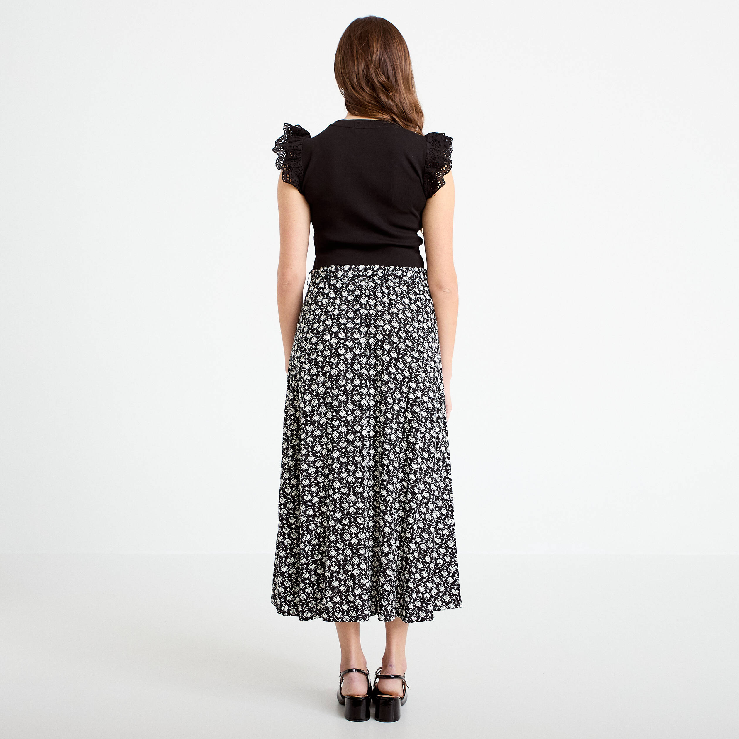 Robe bi-mati&egrave;re cintr&eacute;e noir femme