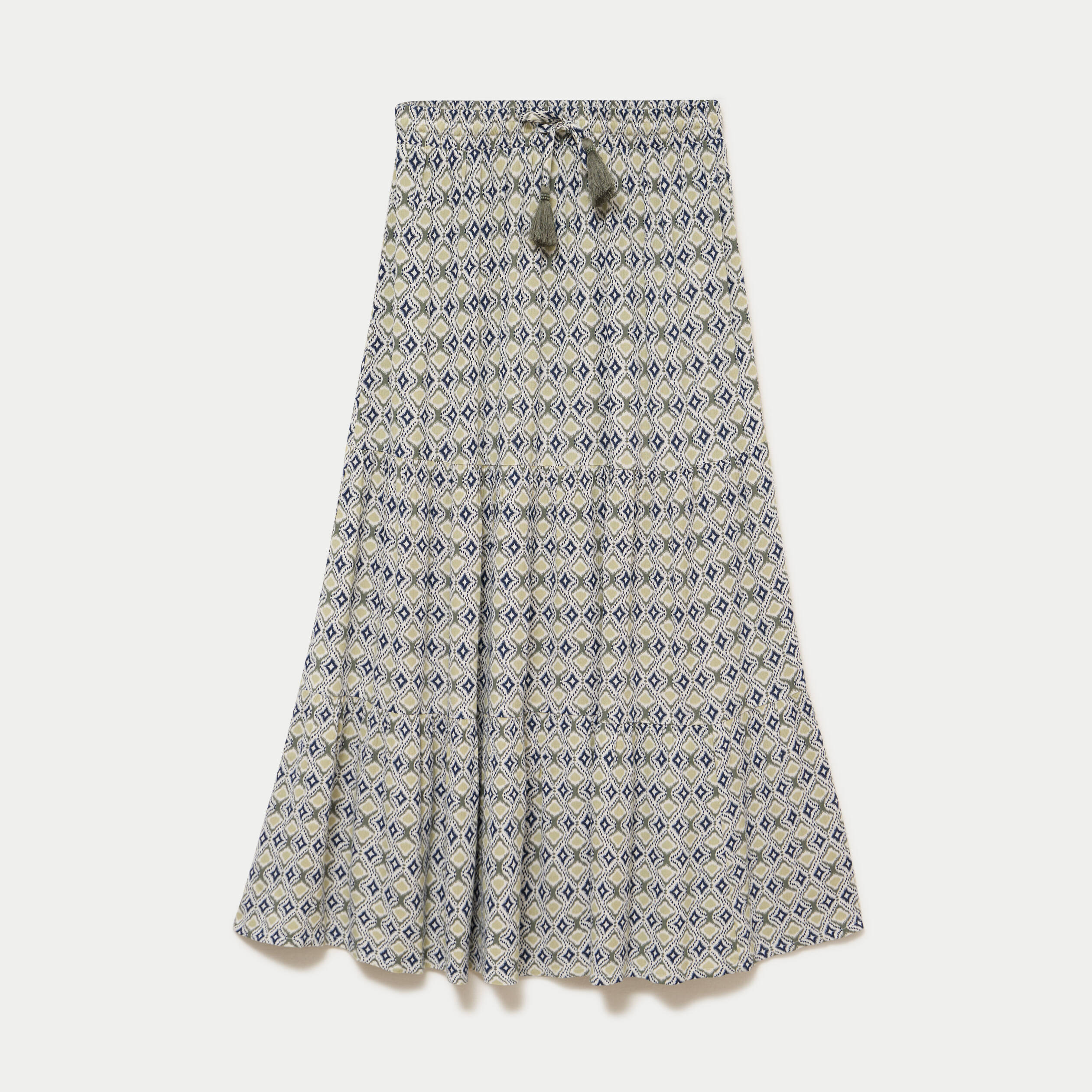 Jupon long &eacute;vas&eacute; vert femme