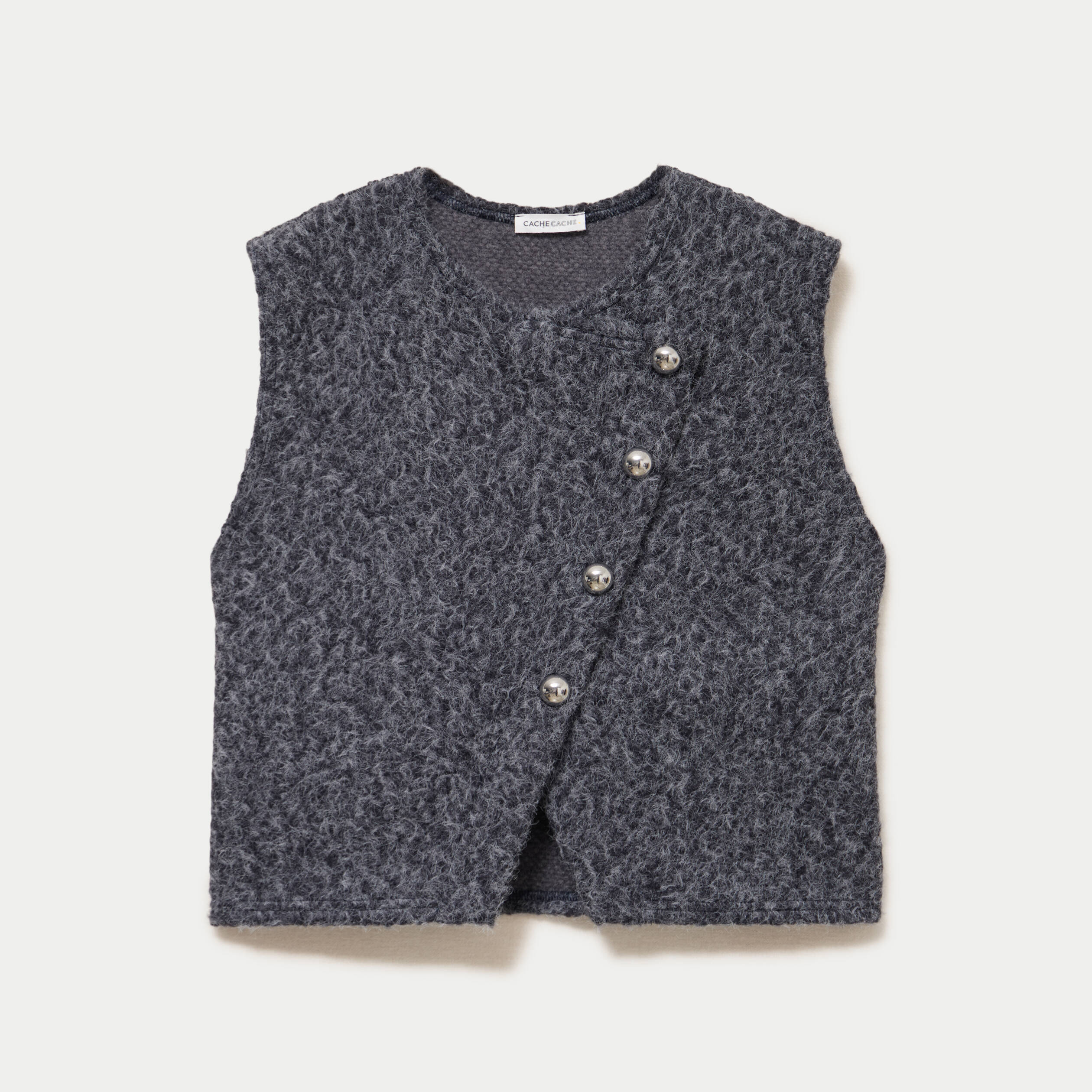 Gilet sans manches gris fonc&eacute; femme