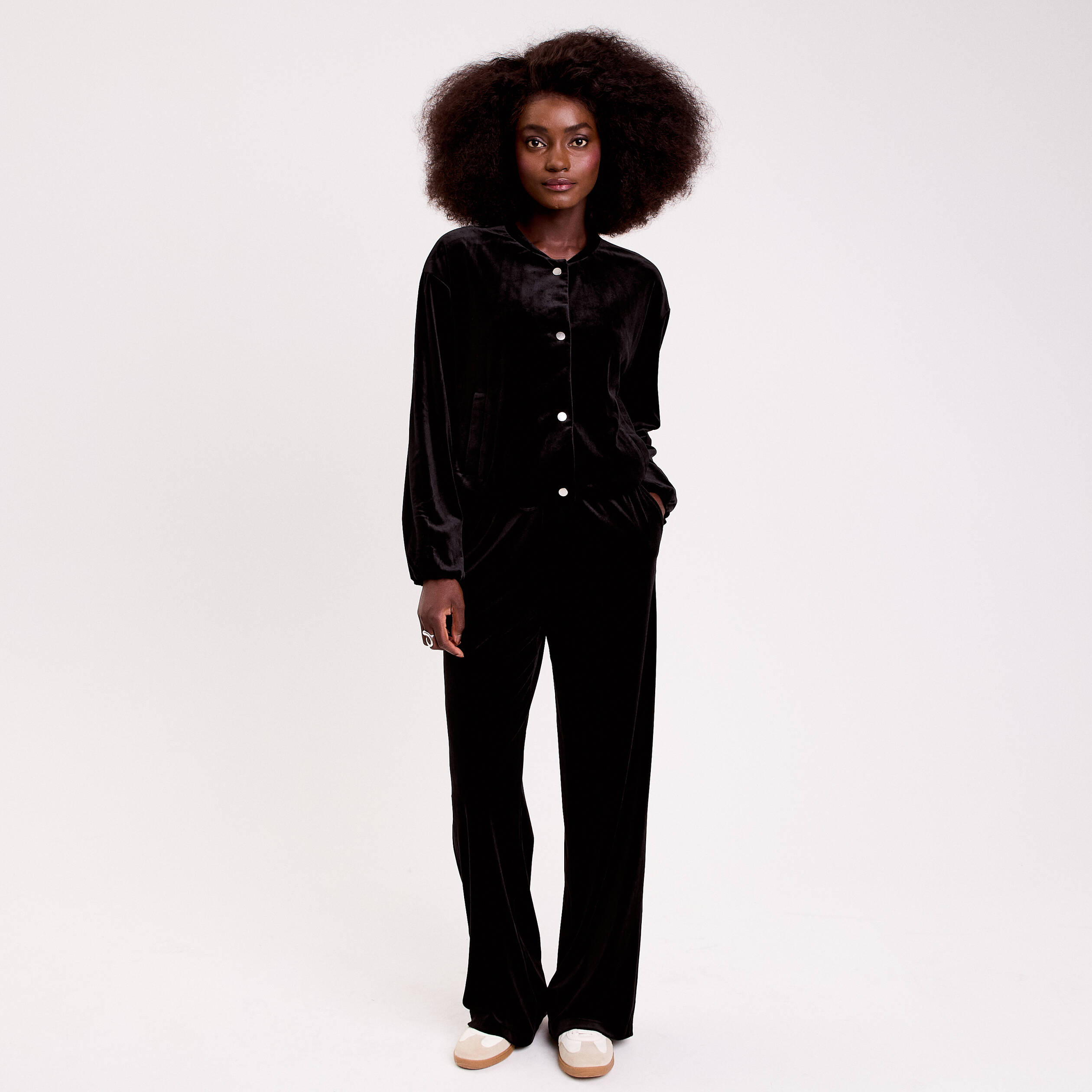 Veste teddy velours noir femme