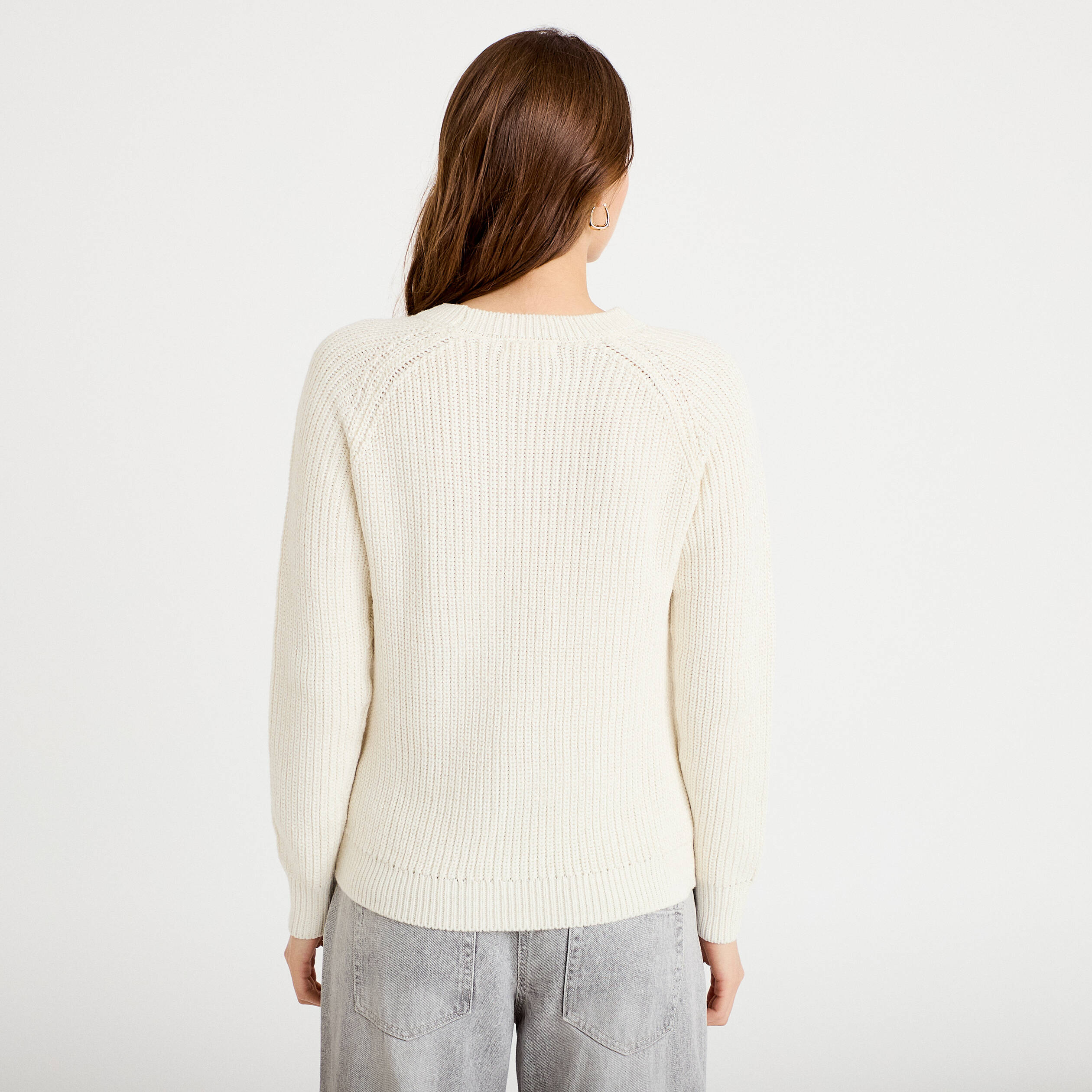 Pull manches longues ecru femme