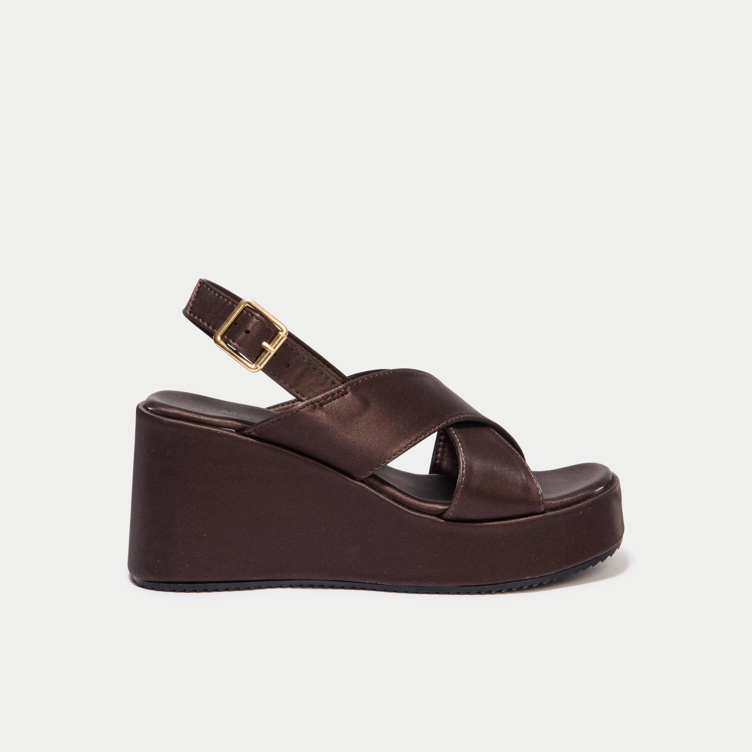 Sandales &agrave; talon effet satin&eacute; bordeaux femme