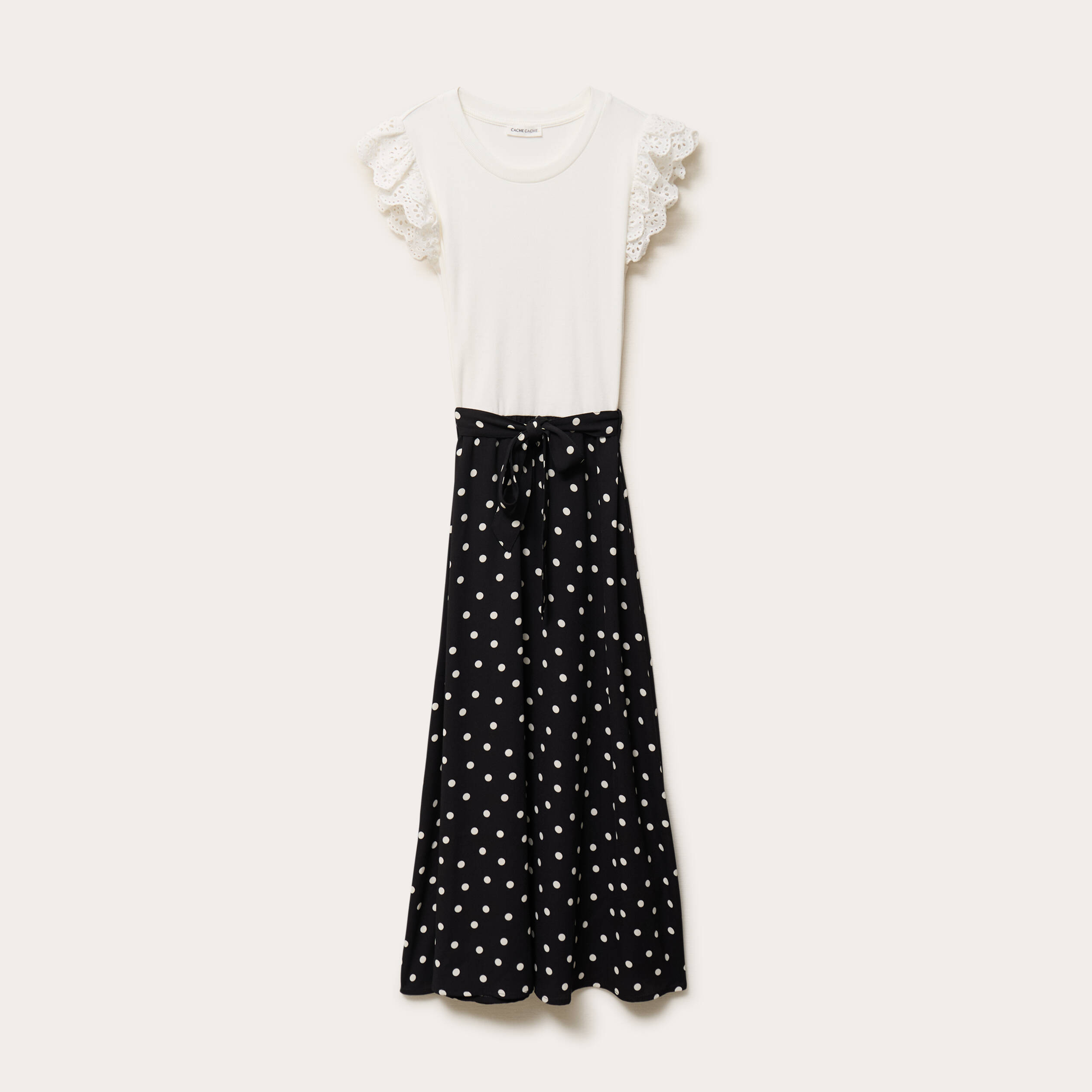 Robe longue bi-mati&egrave;re noir femme