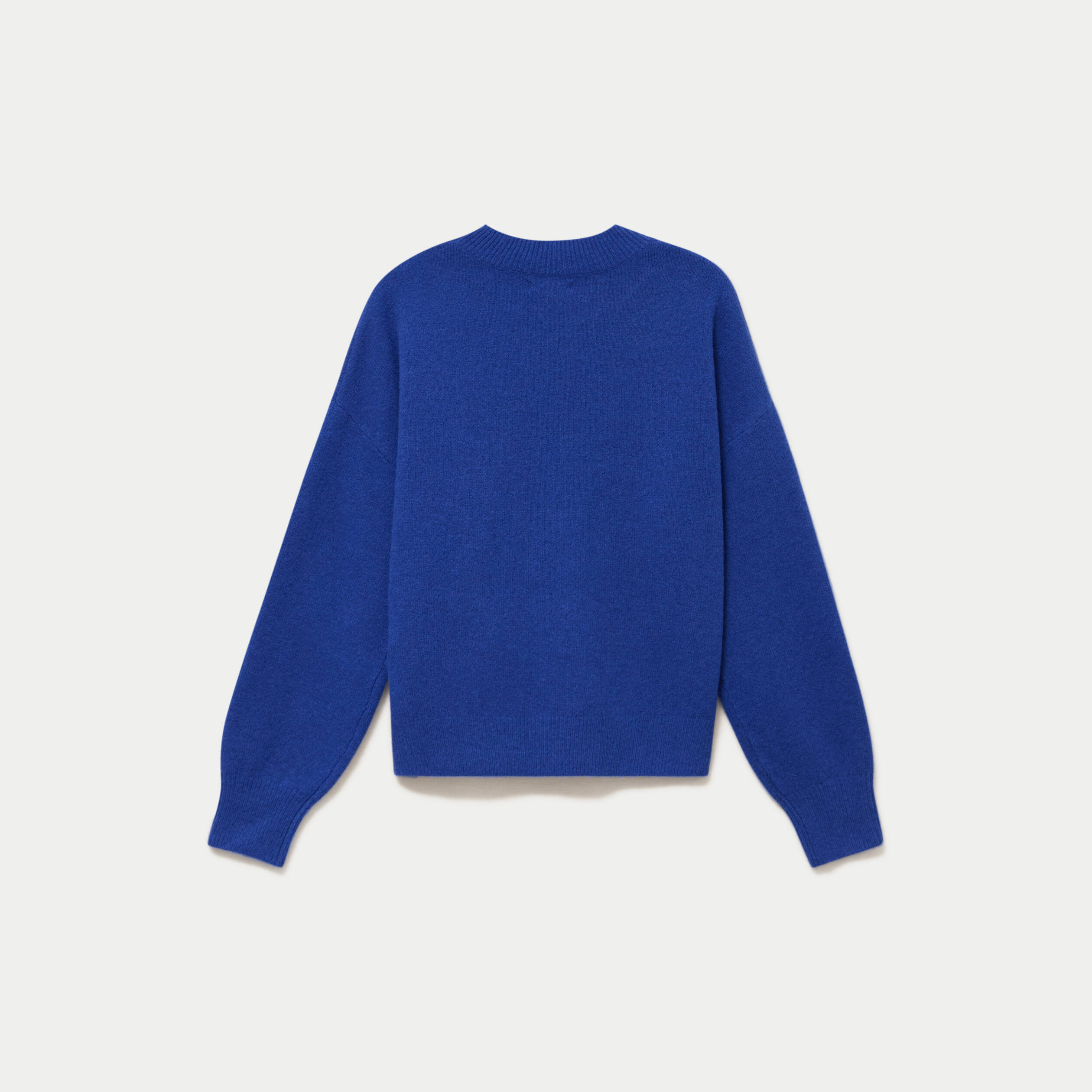 Pull col rond bleu electrique femme
