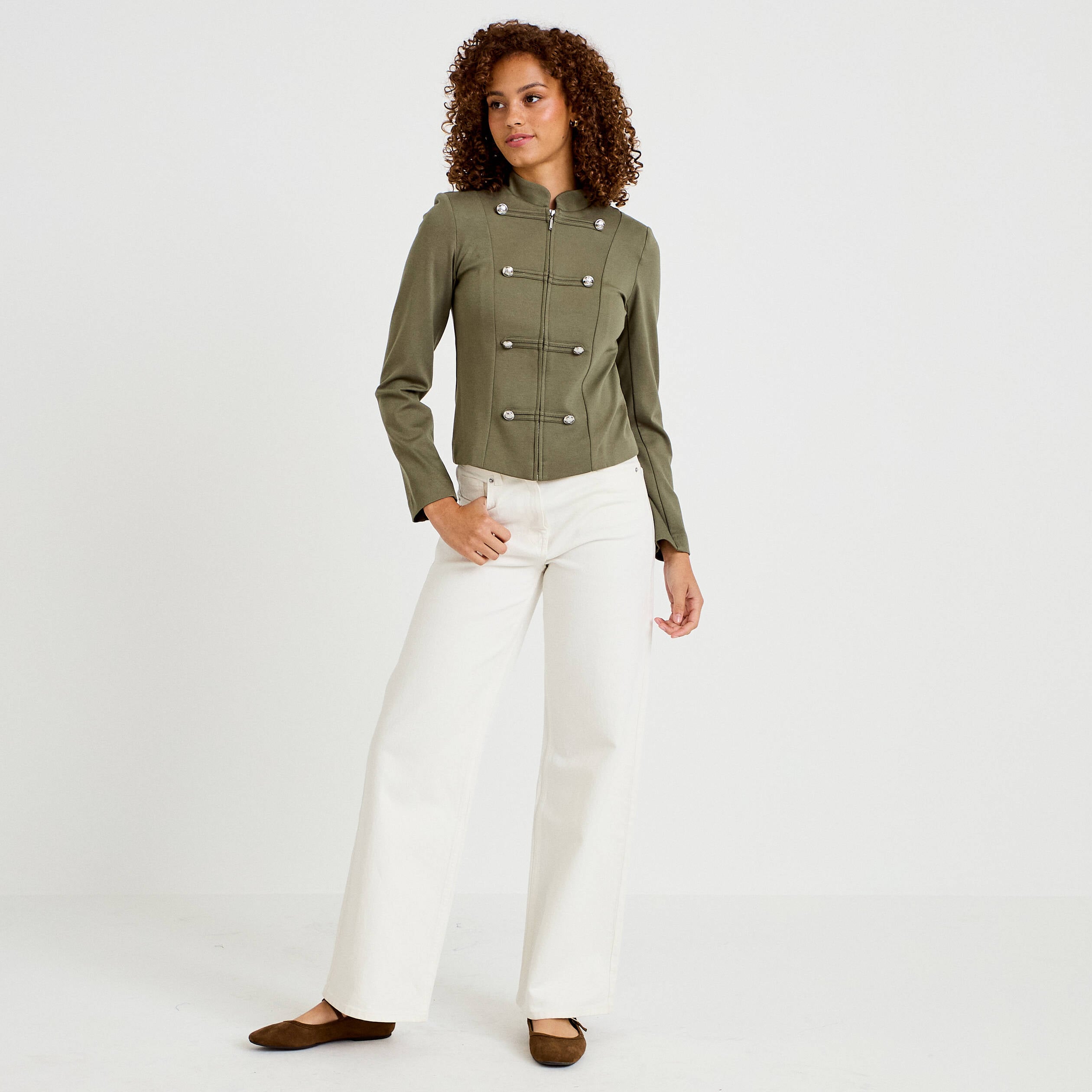 Veste officier vert kaki femme