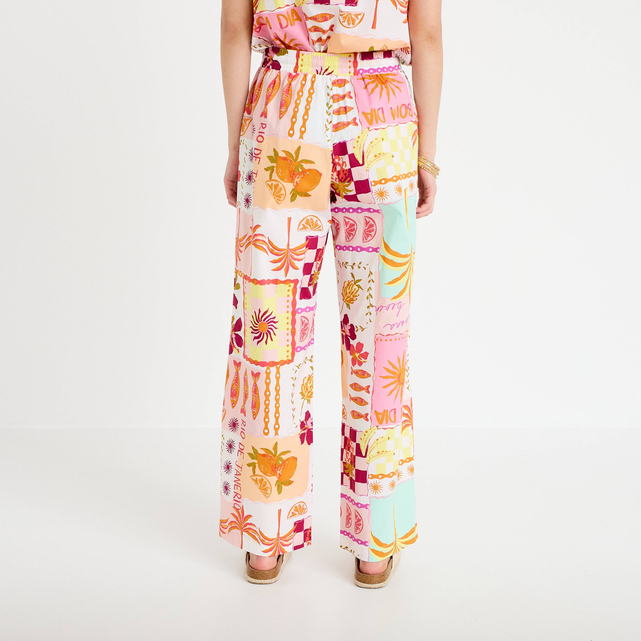 Pantalon large taille standard blanc femme