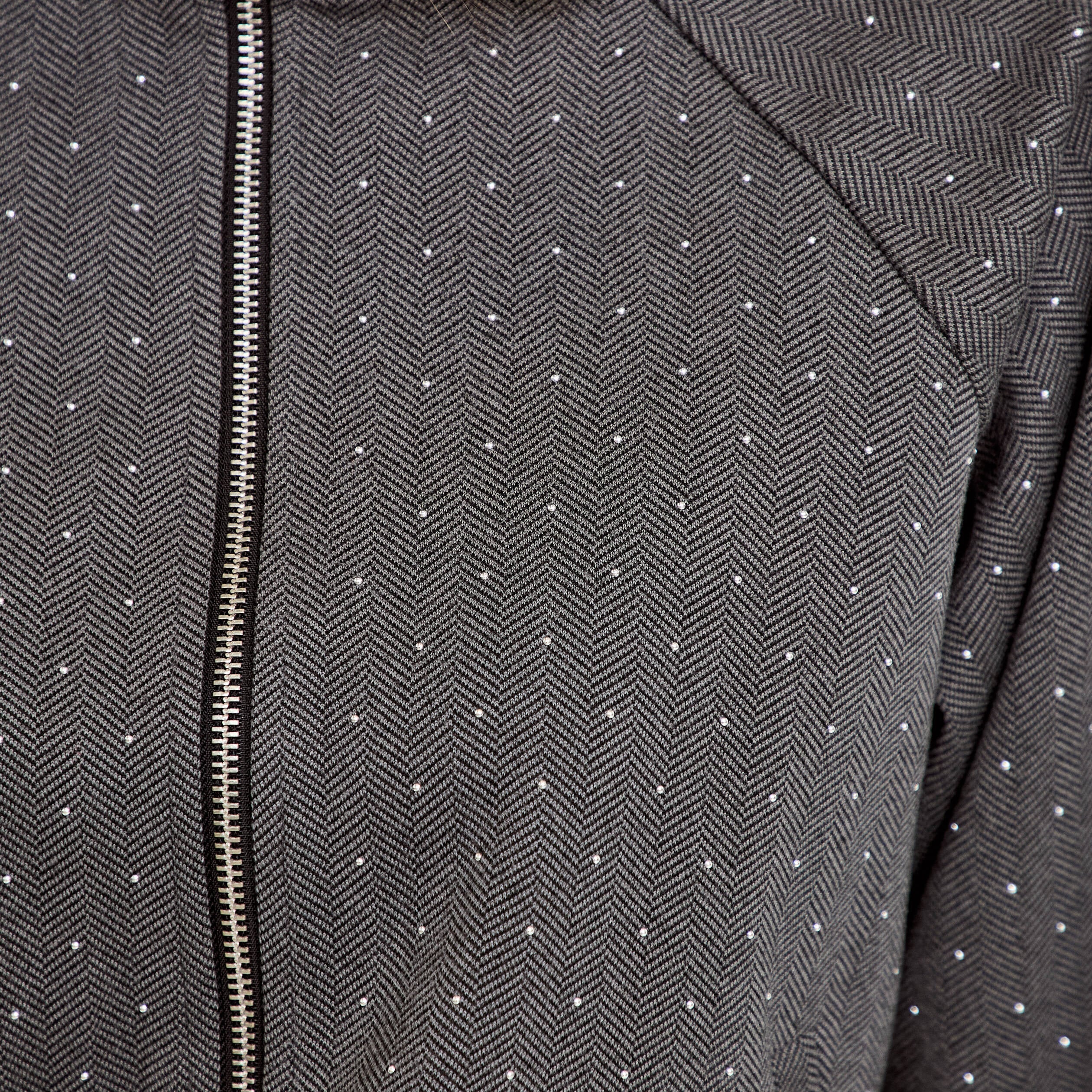 Veste effet boule col montant tweed noir femme