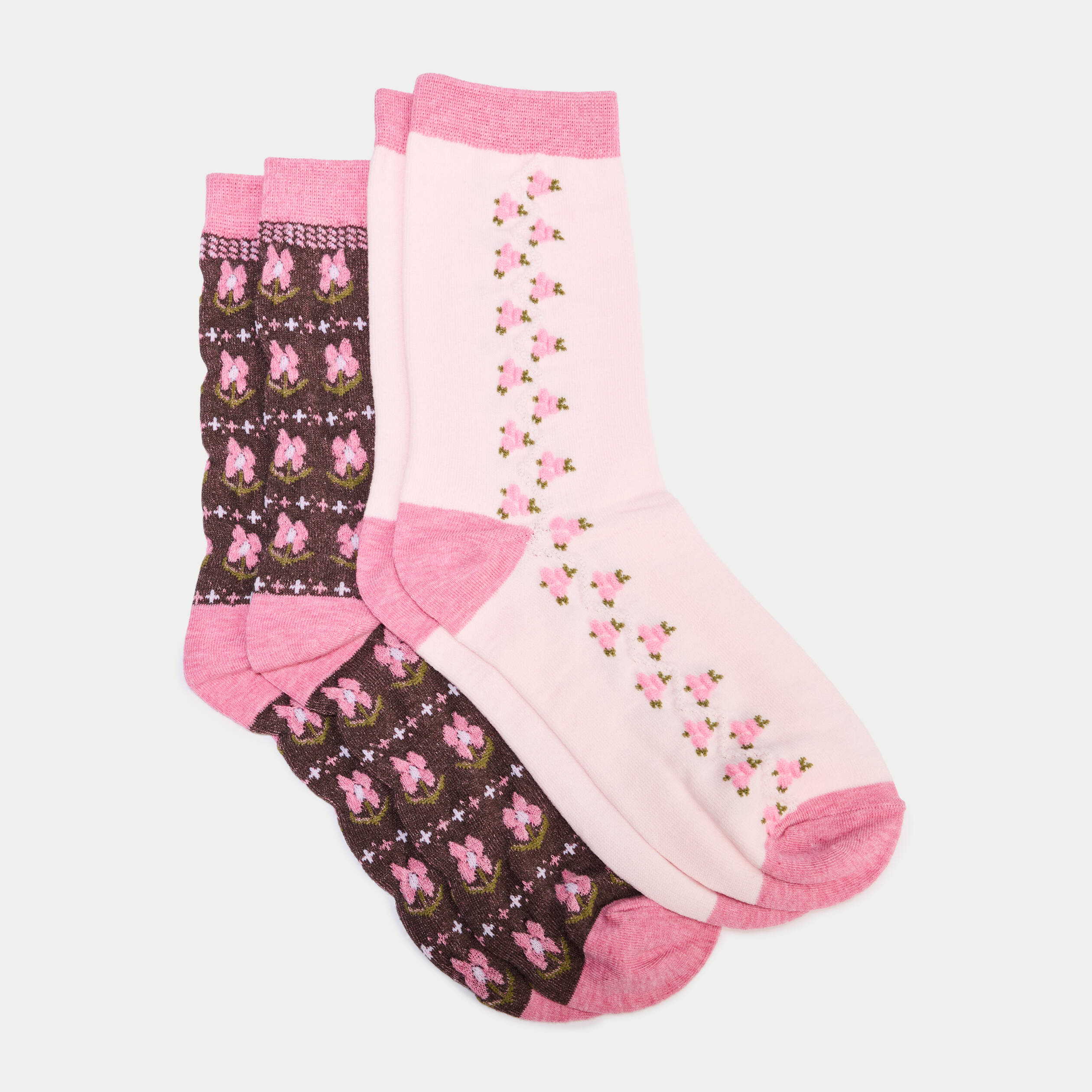 Lot 2 paires de chaussettes marron fonc&eacute; femme