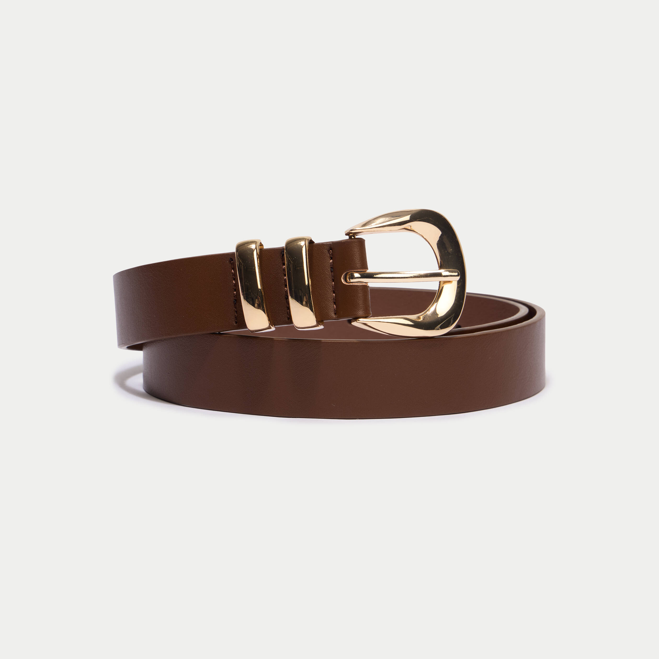 Ceinture fine marron fonc&eacute; femme