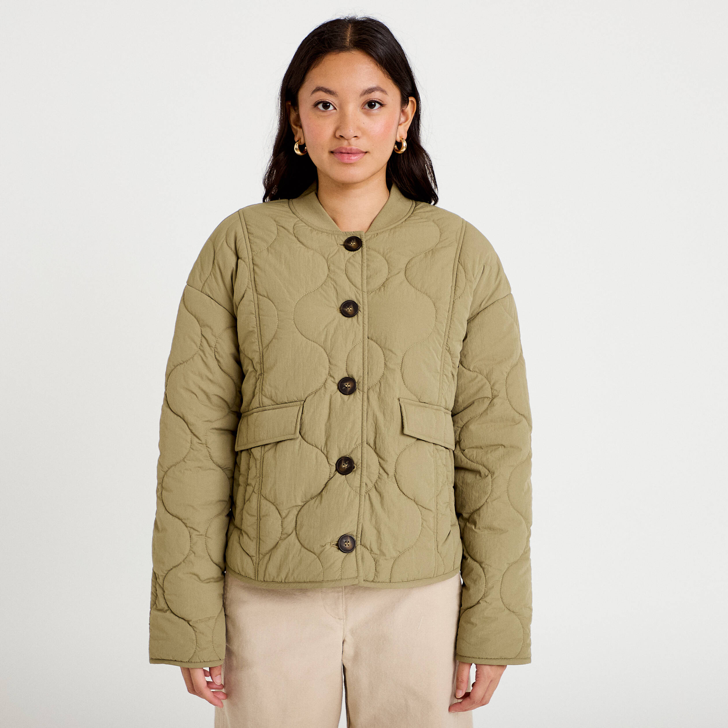 Veste ample manches longues vert femme