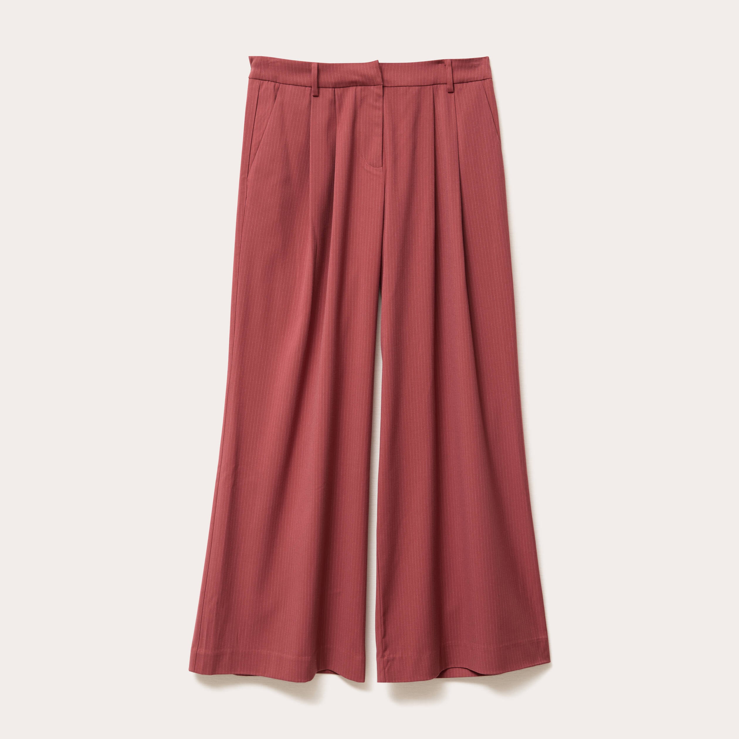 Pantalon large rouge fonc&eacute; femme