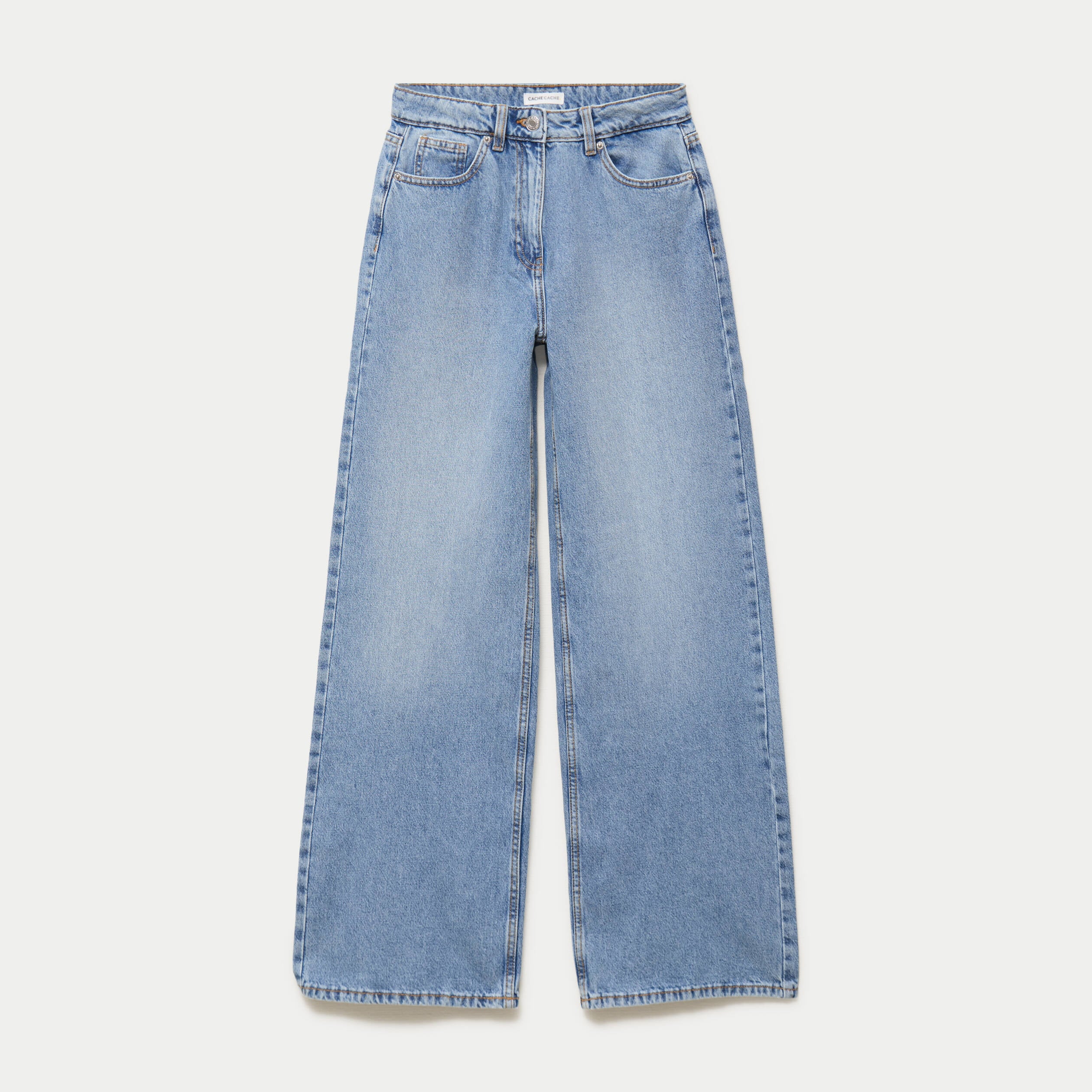 Jeans wide leg taille haute denim double stone femme