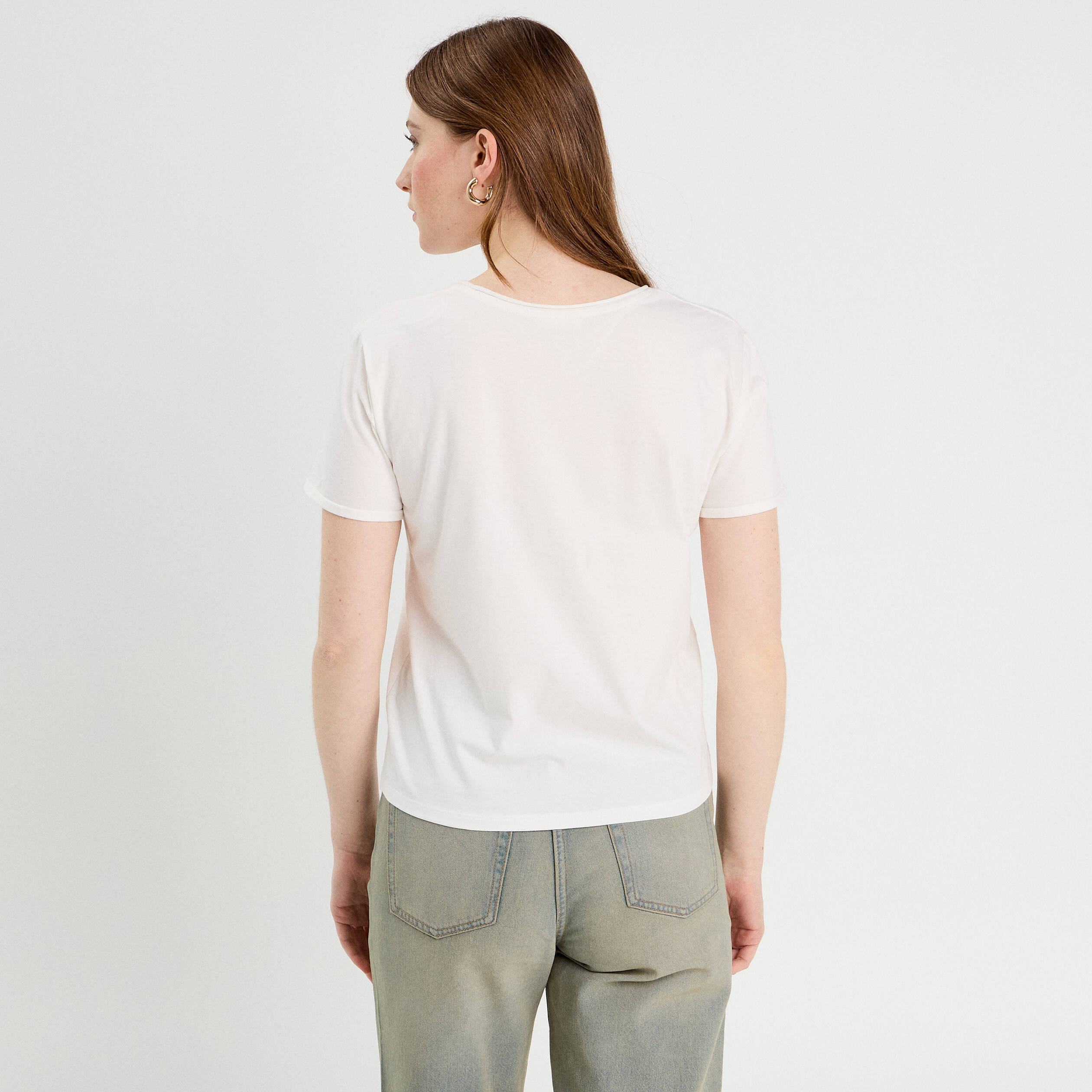 Sweat à Capuche Femme Col V Manches Courtes - T-shirt Léger Été Polyester-Rayon - Style Décontracté Chic