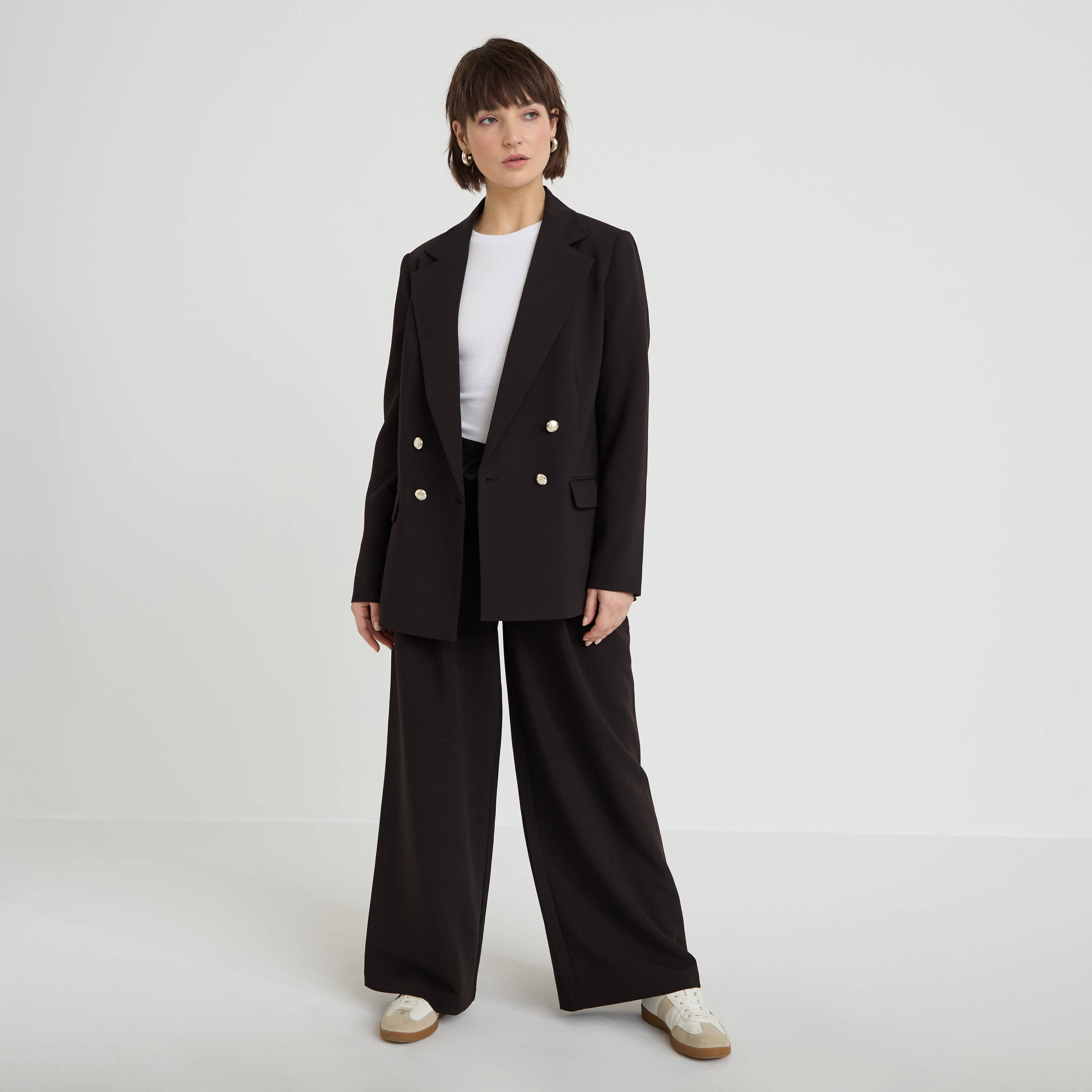 Pantalon large fluide noir femme