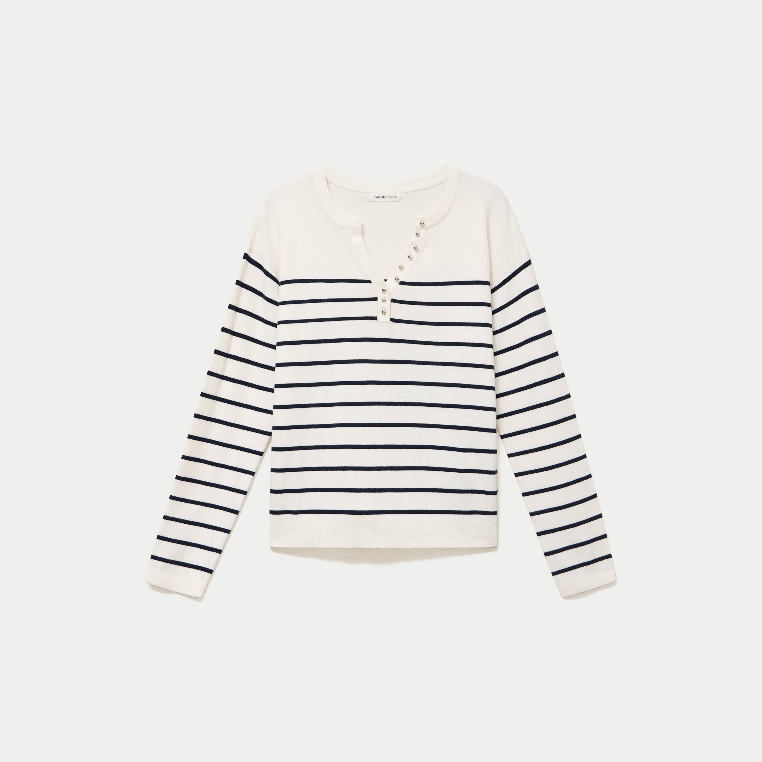Pull fin manches longues bleu marine femme