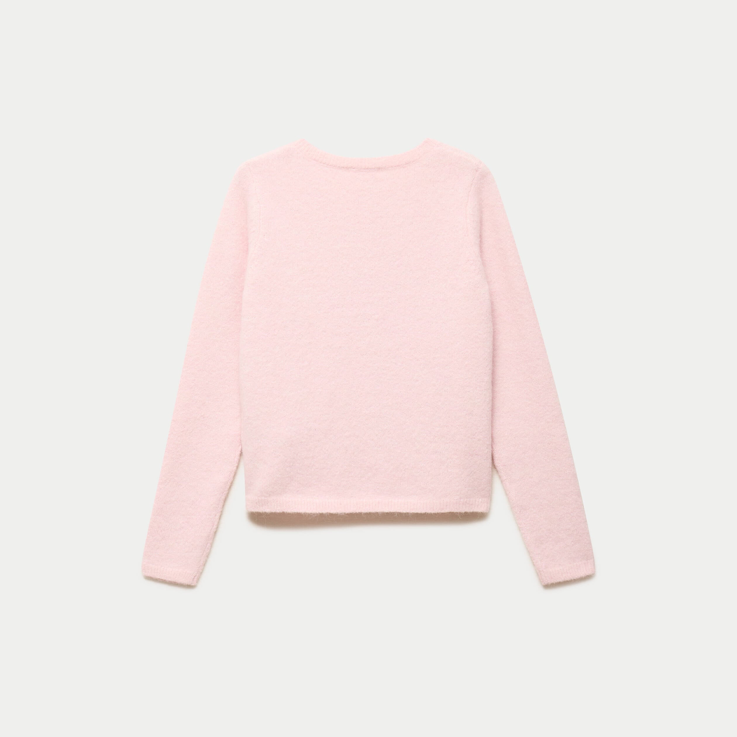 Gilet col rond manches longues rose clair femme