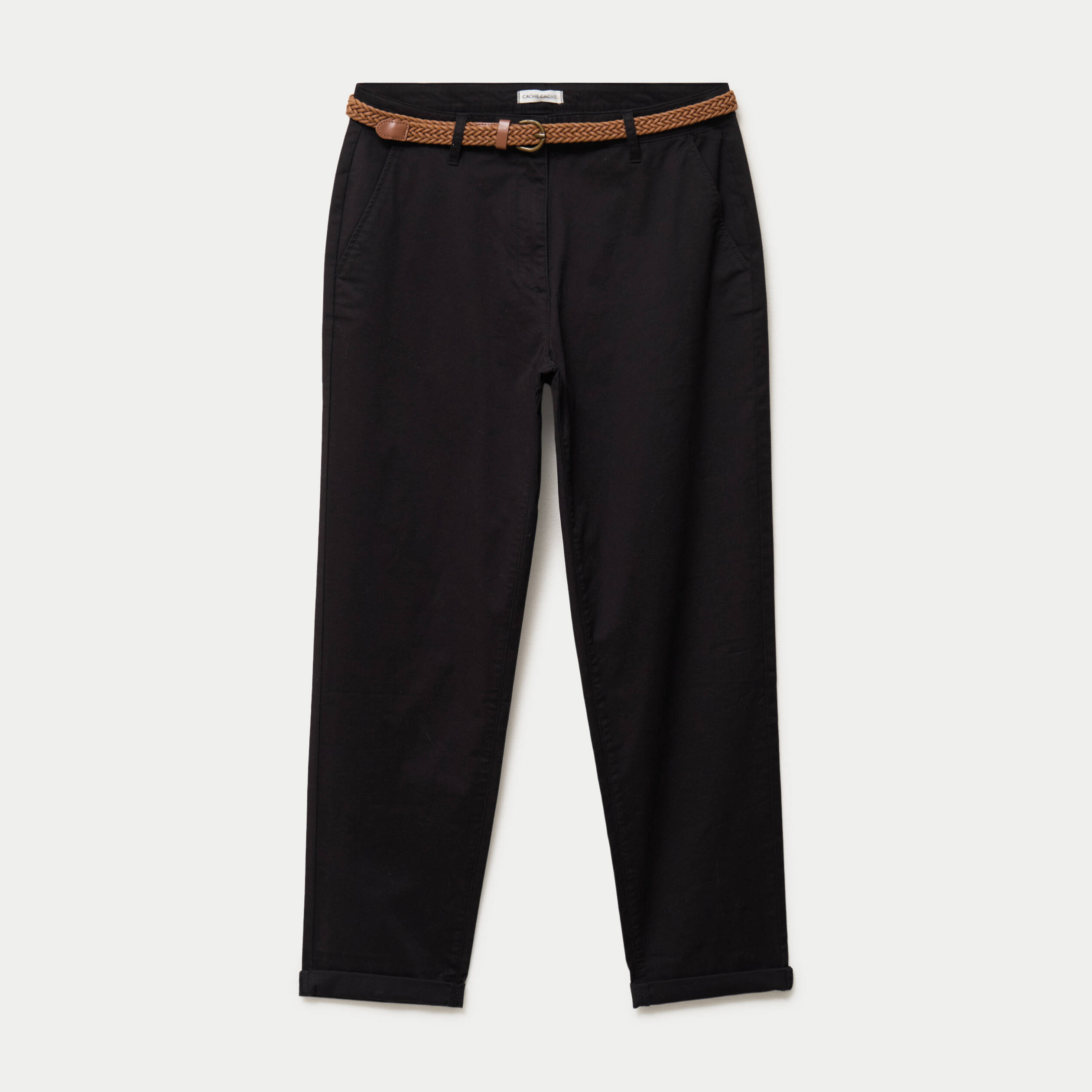 Pantalon chino 7/8&egrave;me noir femme