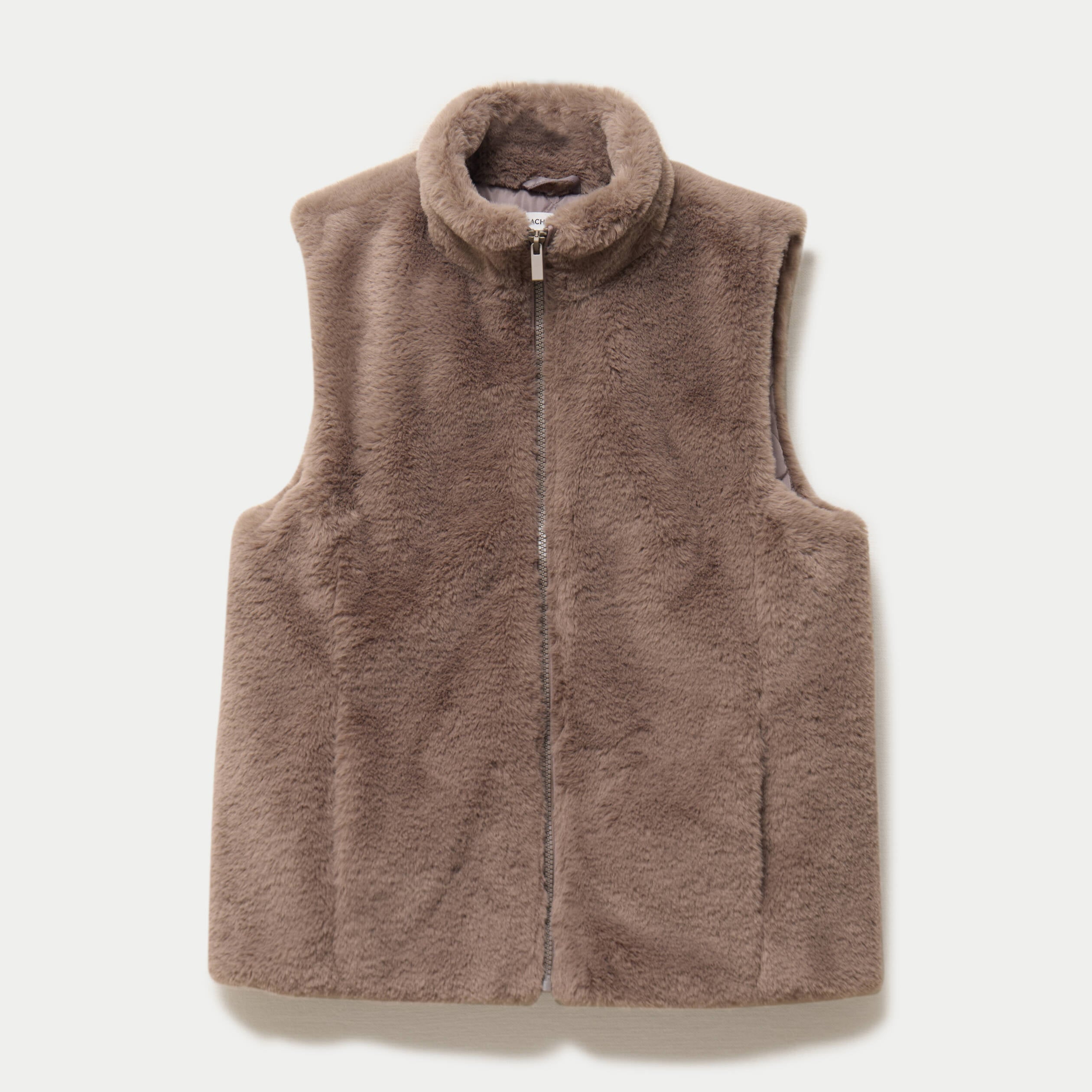 Veste courte ajust&eacute;e sans manches taupe femme