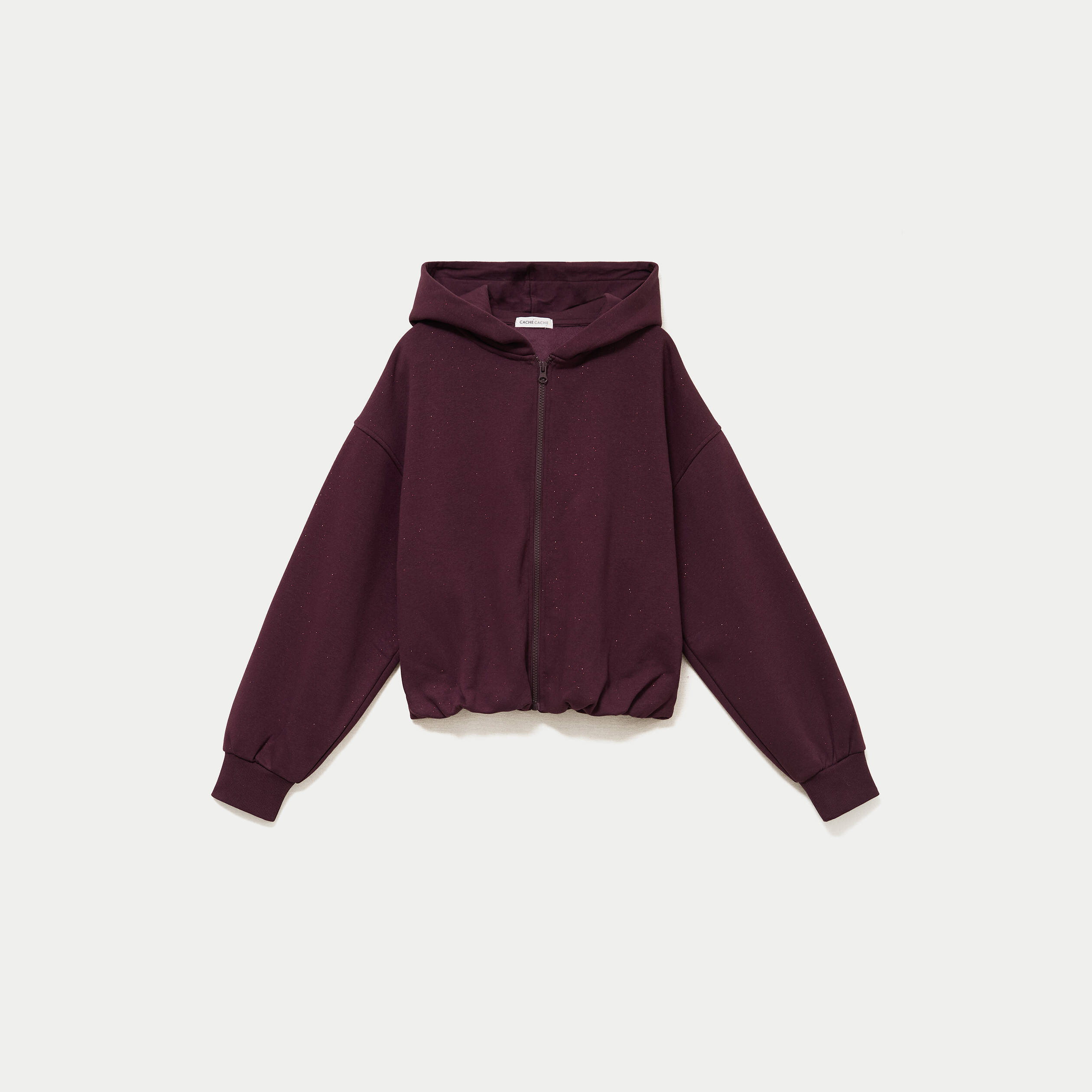 Sweat &agrave; capuche bas resserr&eacute; violet fonc&eacute; femme