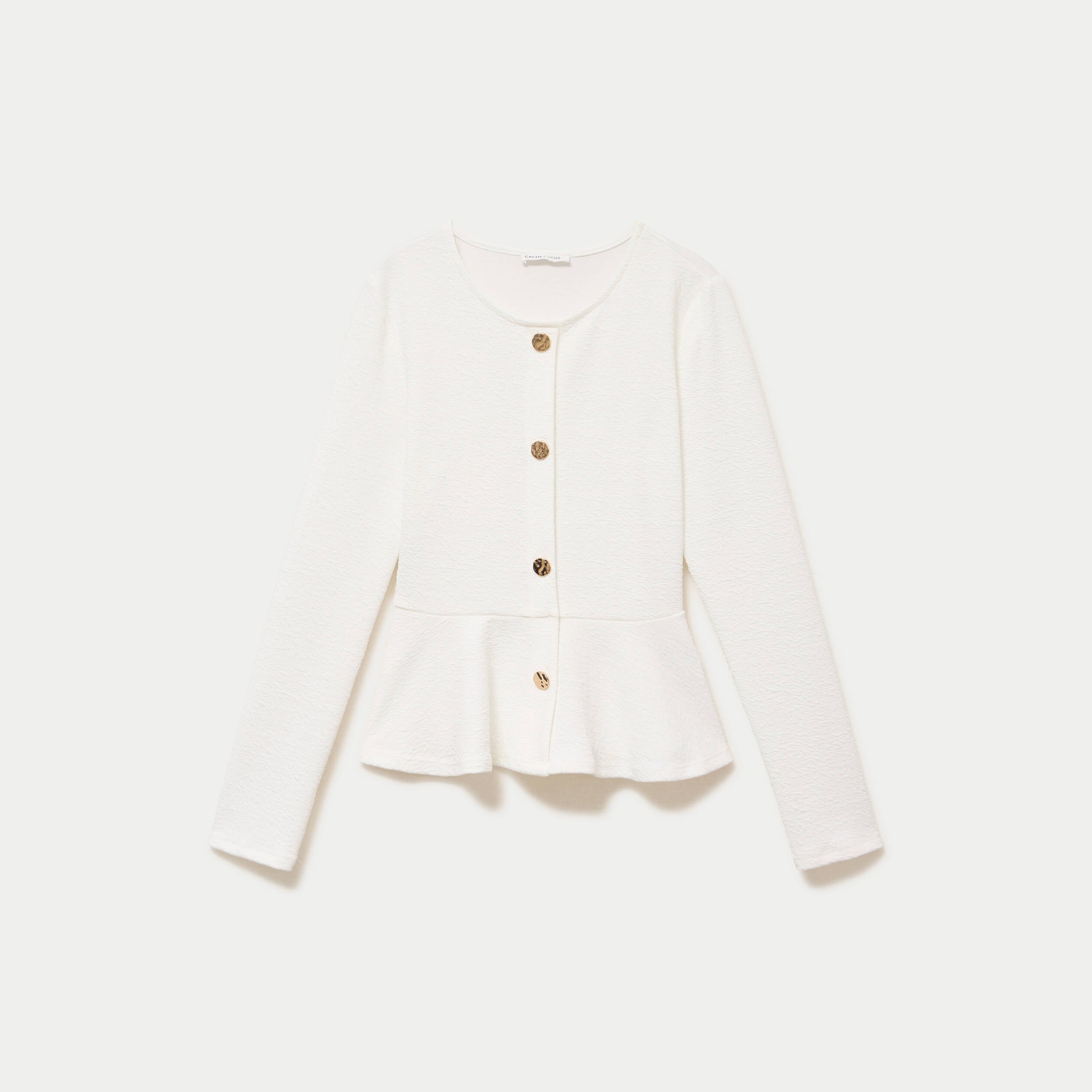Top p&eacute;plum ajust&eacute; manches longues ecru femme