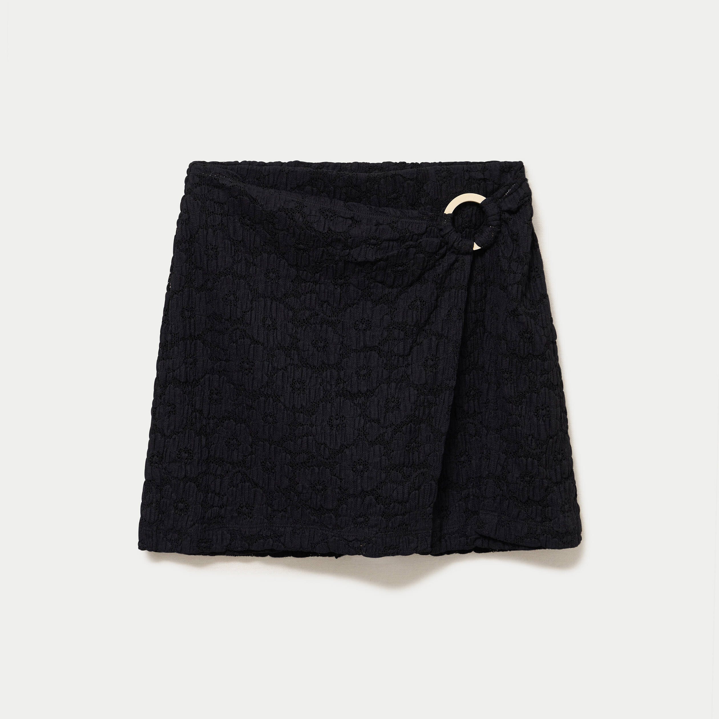 Jupe-short &eacute;vas&eacute;e en maille noir femme
