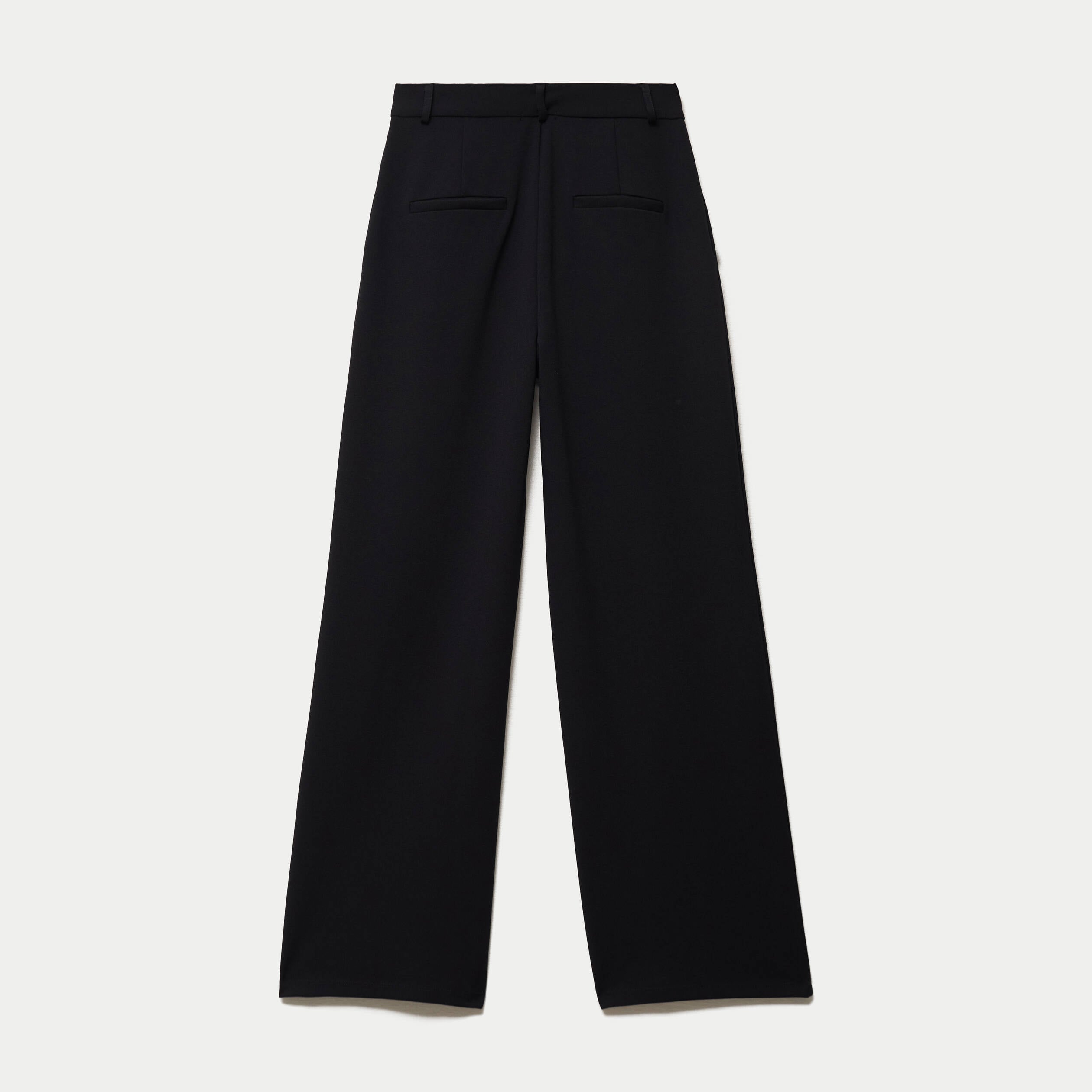 Pantalon large taille haute en maille noir femme