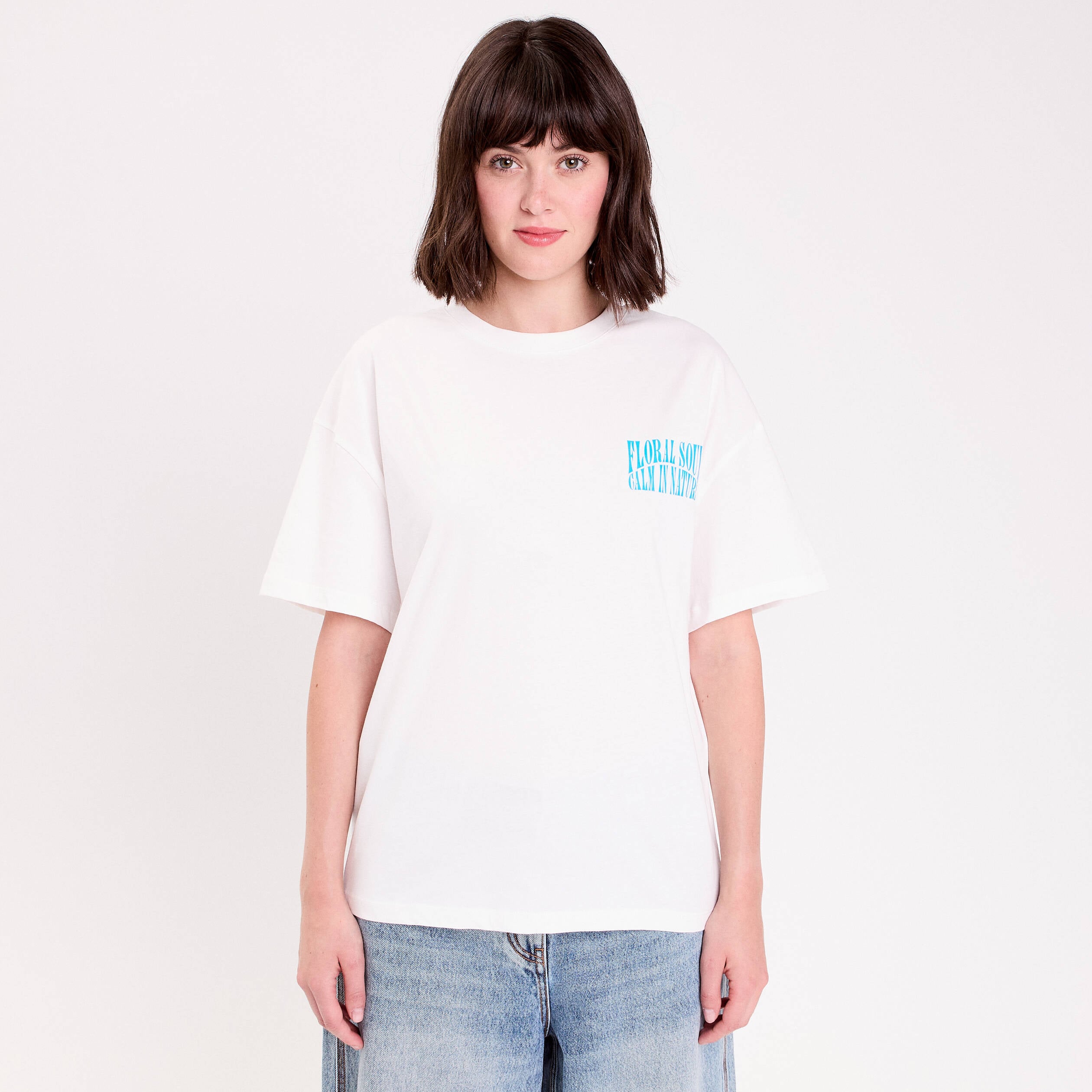 Top oversize manches courtes longues ecru femme