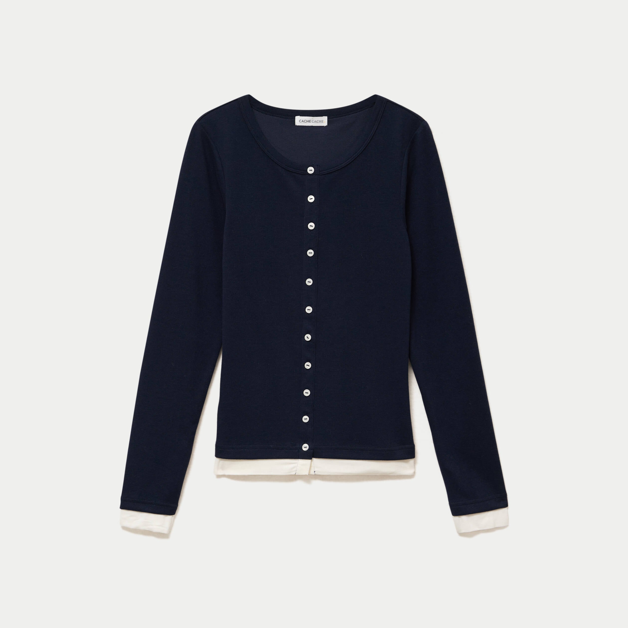 Doudou col rond manches longues bleu marine femme