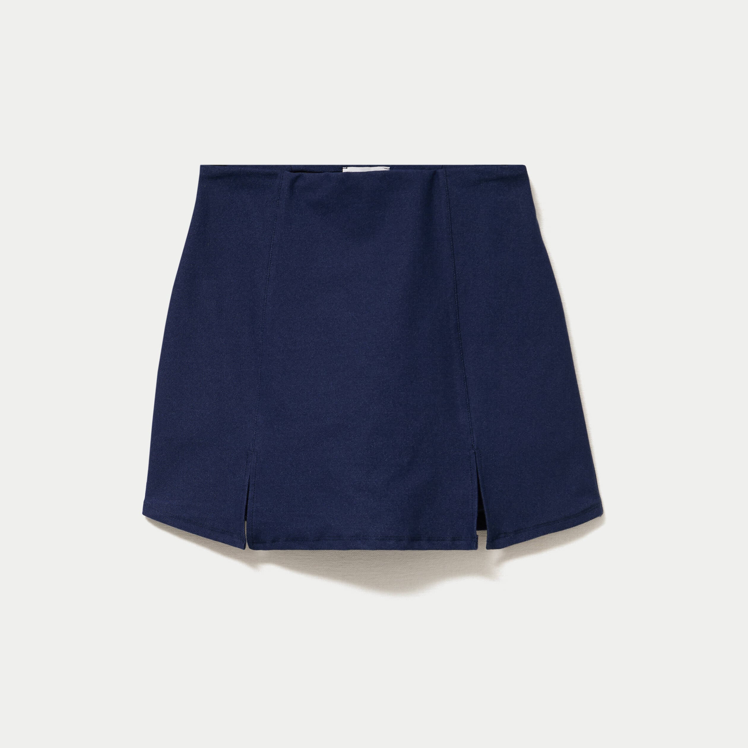Jupe-short trap&egrave;ze taille haute denim brut femme