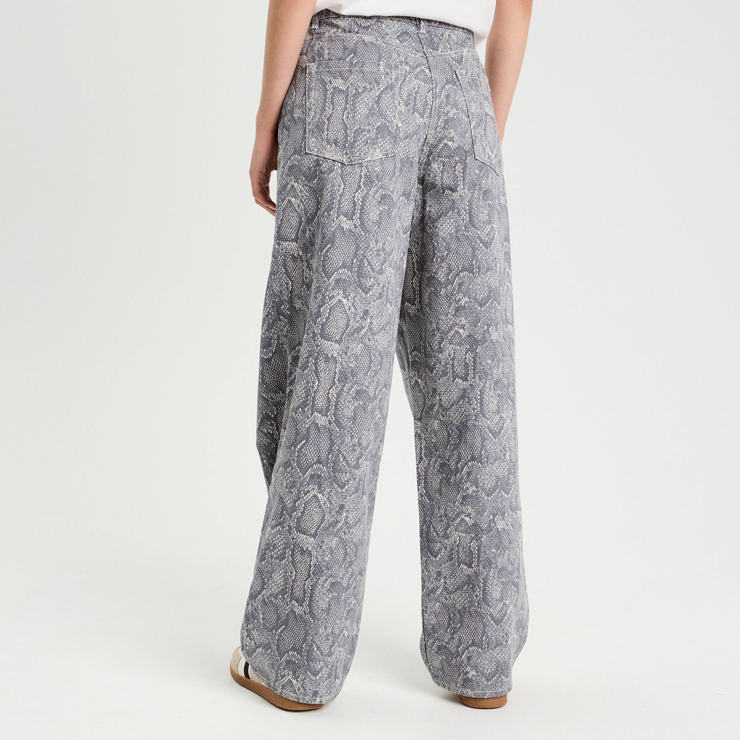 Pantalon ballon large bleu gris femme