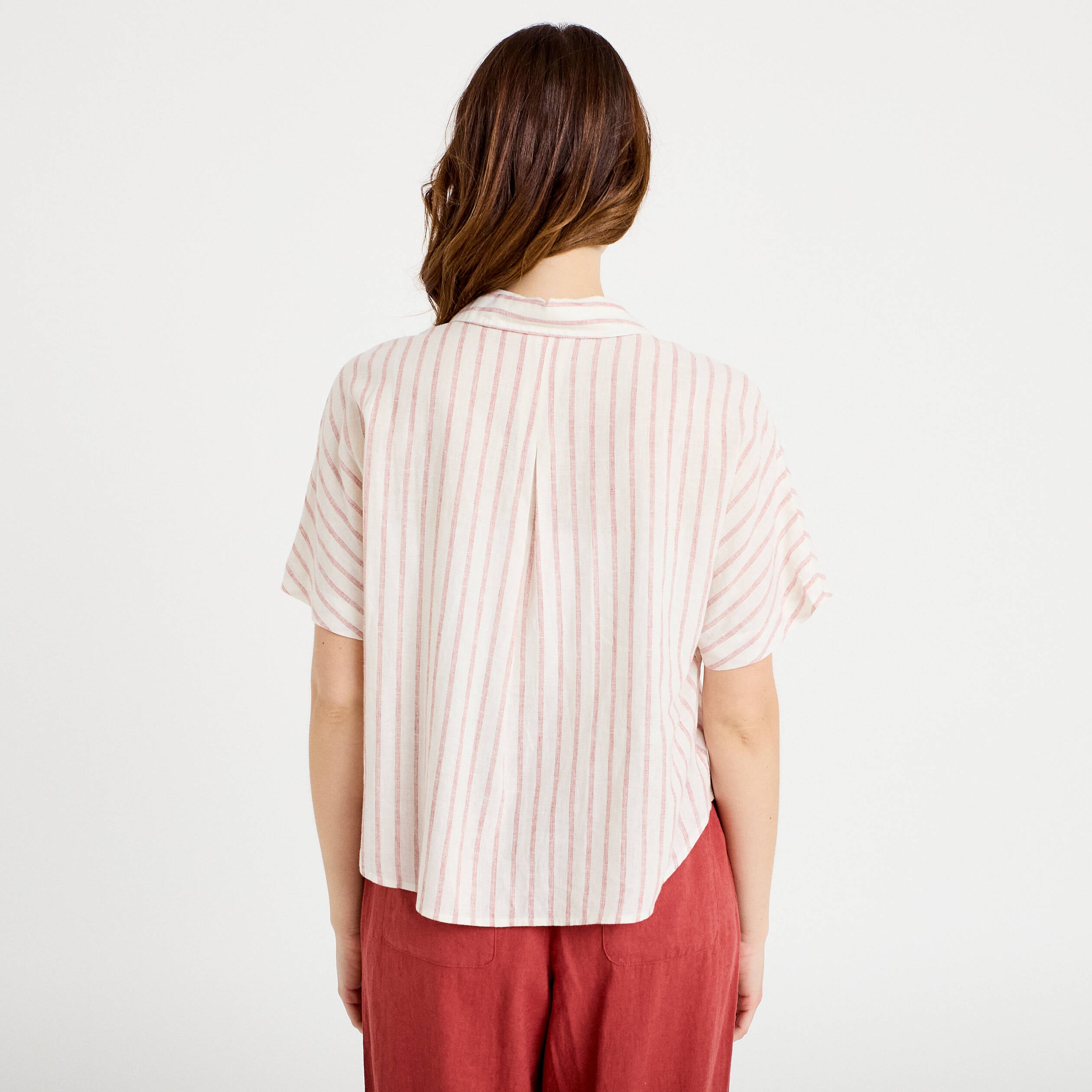 Chemise droite courte col classique blanc femme
