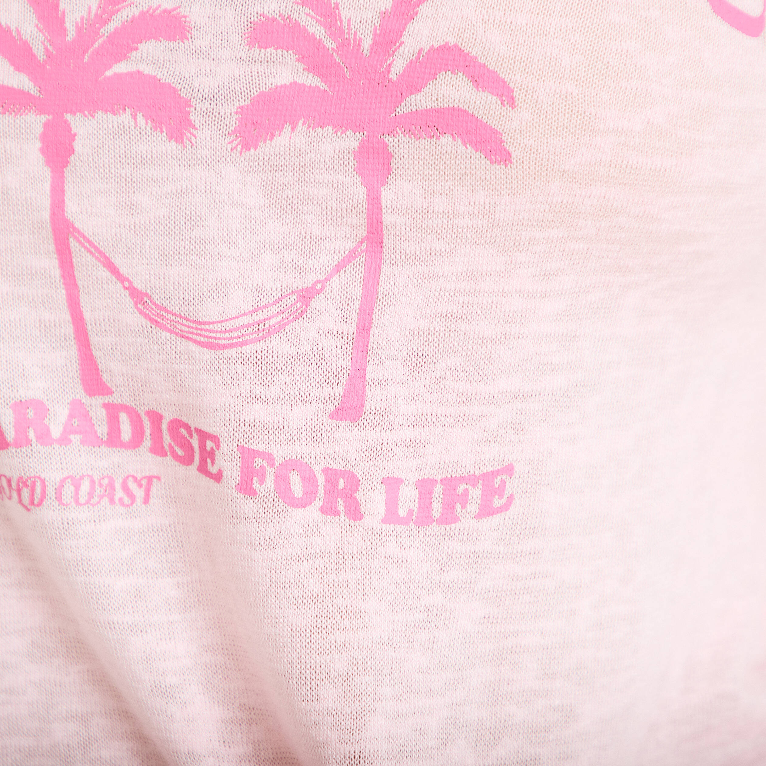 T-shirt droit cropped manches courtes rose clair femme