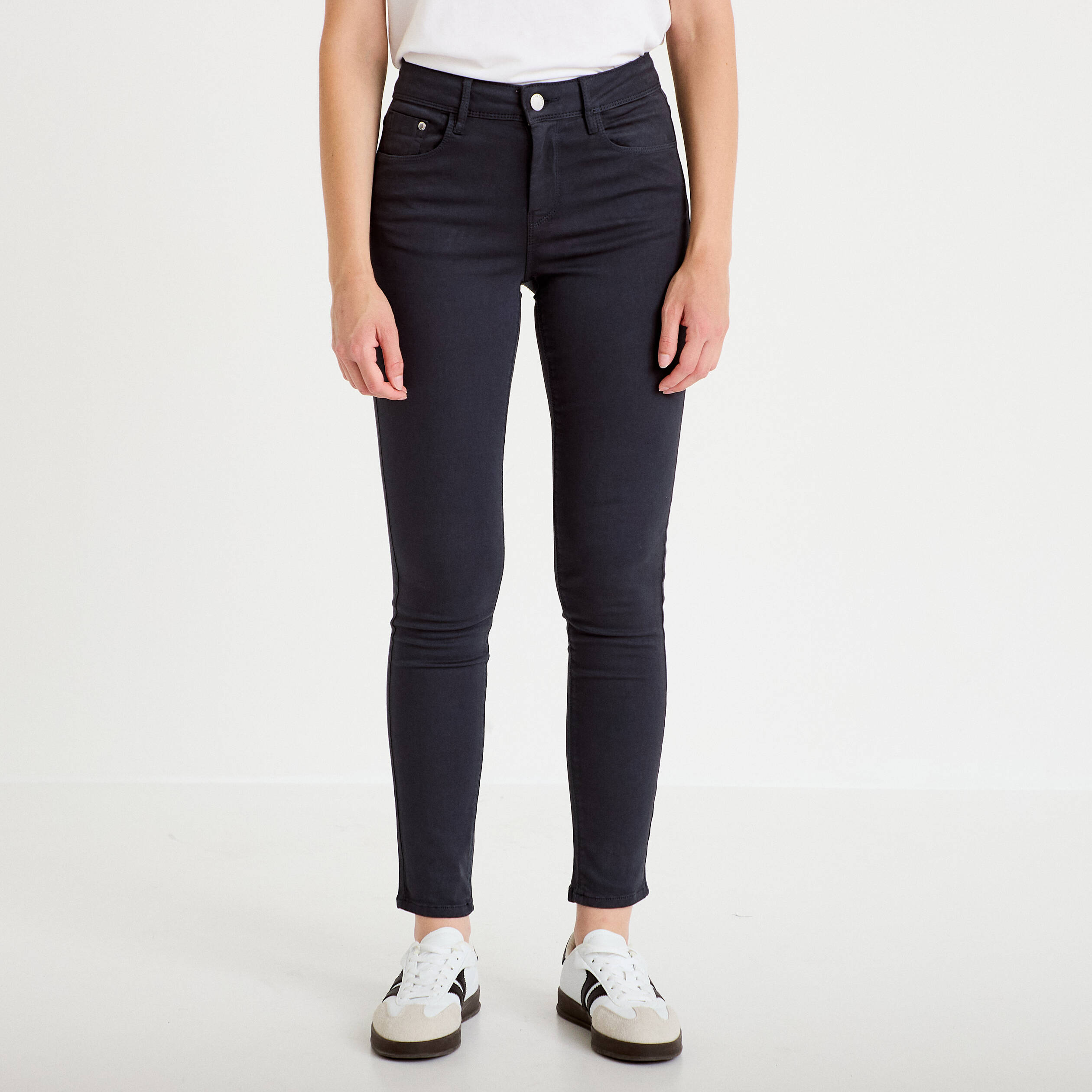 Jeans slim 5 poches bleu marine femme
