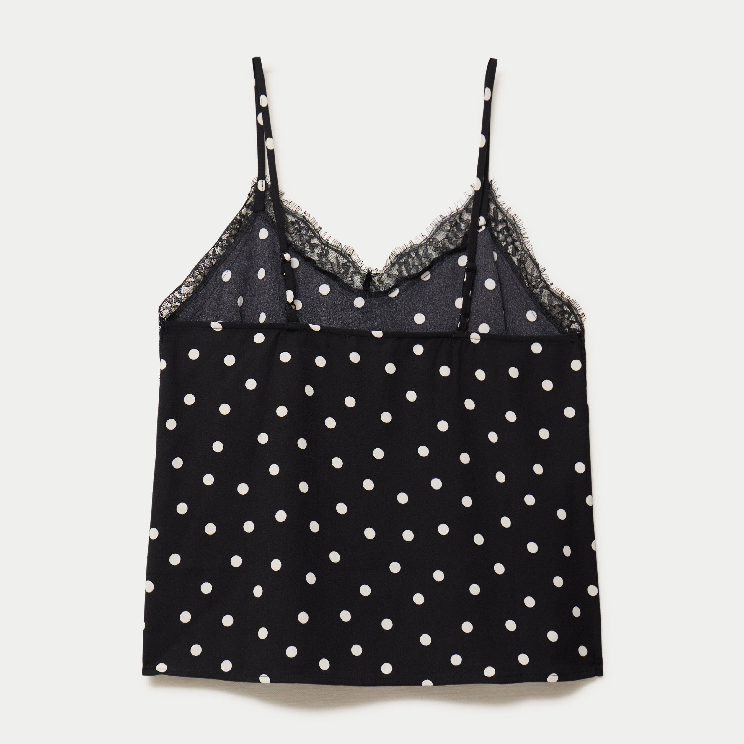 Top fines bretelles col v dentelle noir femme
