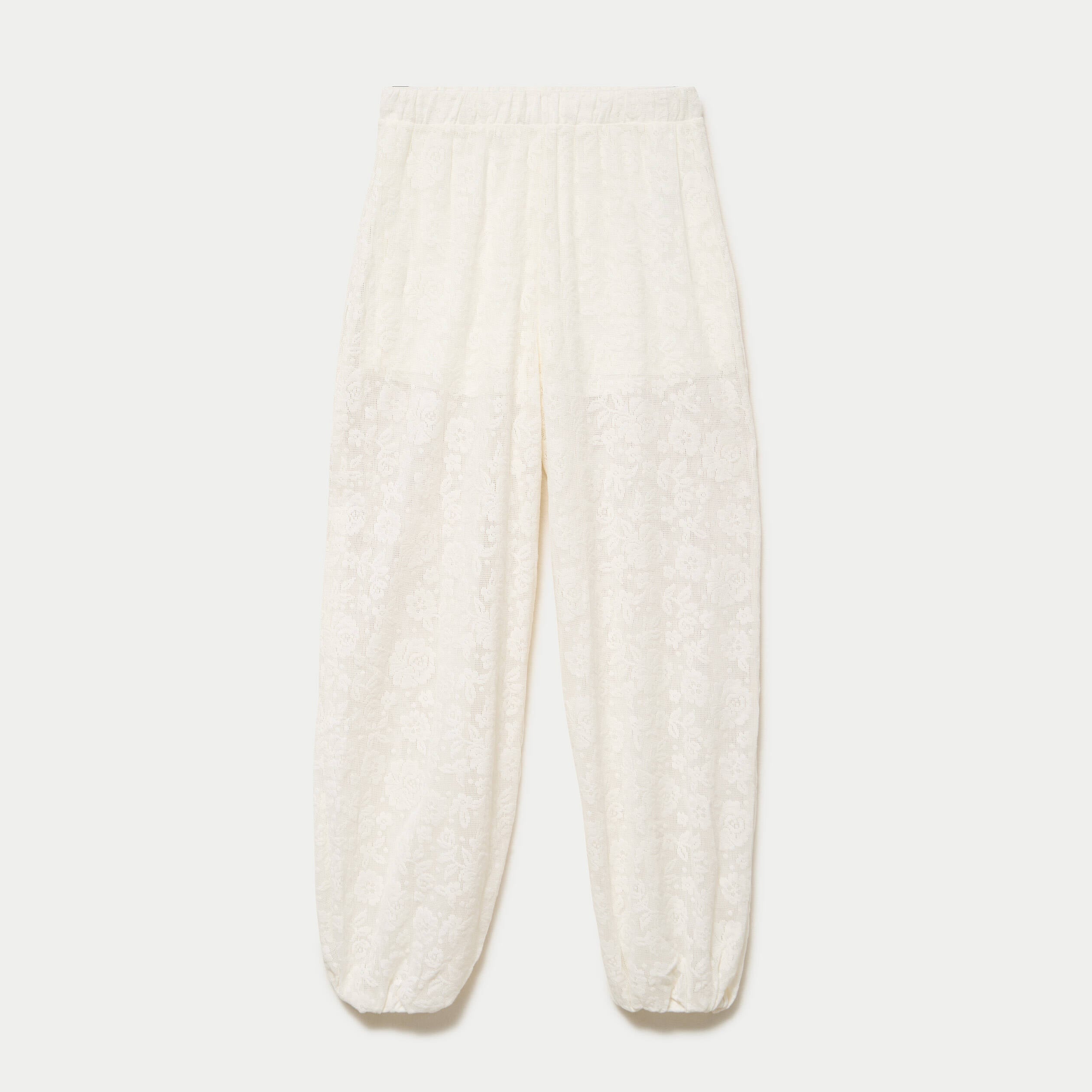 Pantalon bouffant taille standard ecru femme