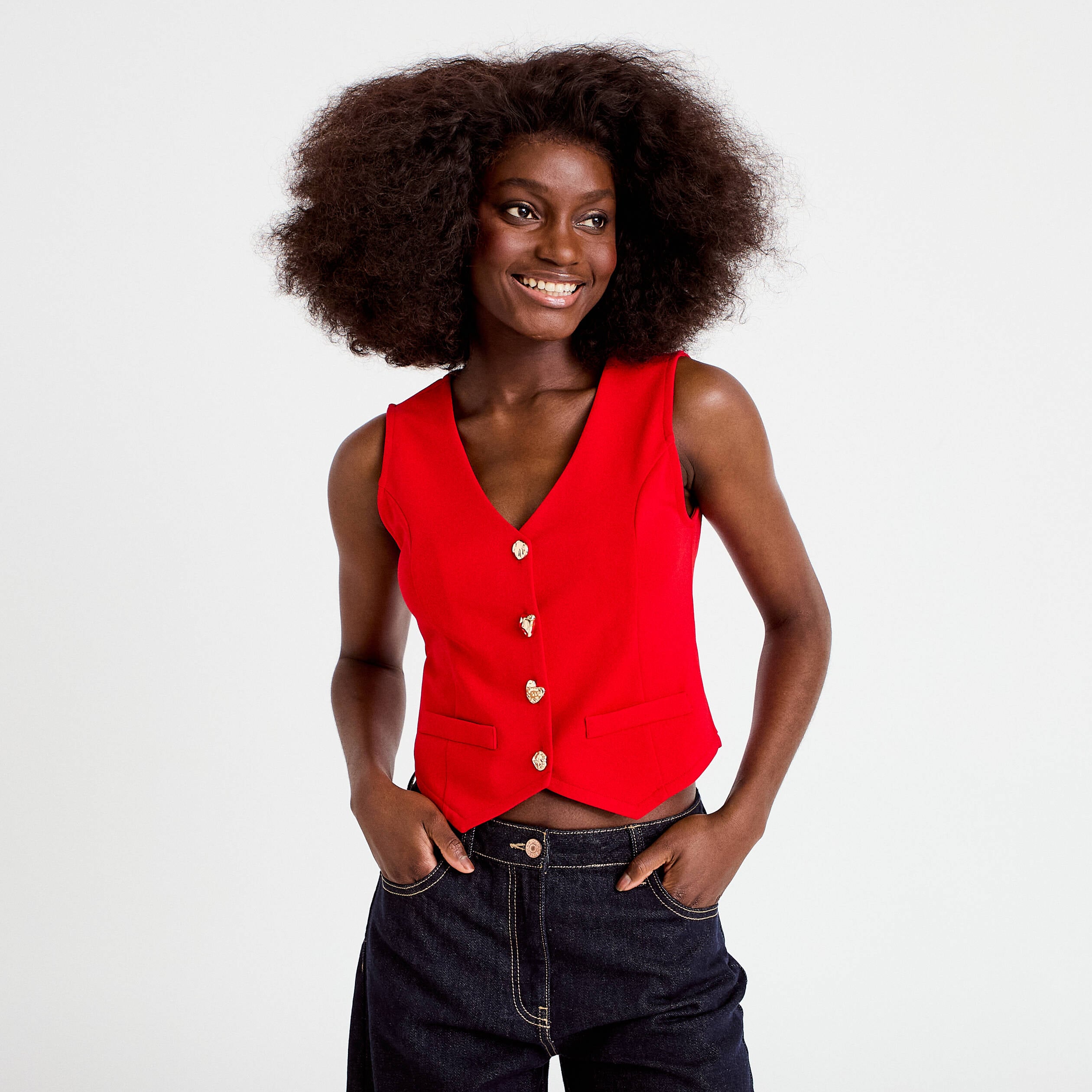 Gilet sans manches rouge femme