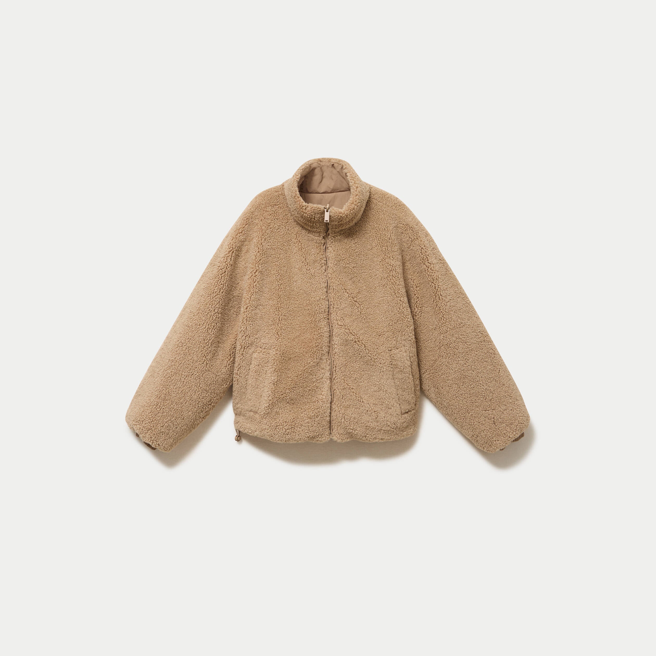 Parka r&eacute;versible effet polaire taupe femme