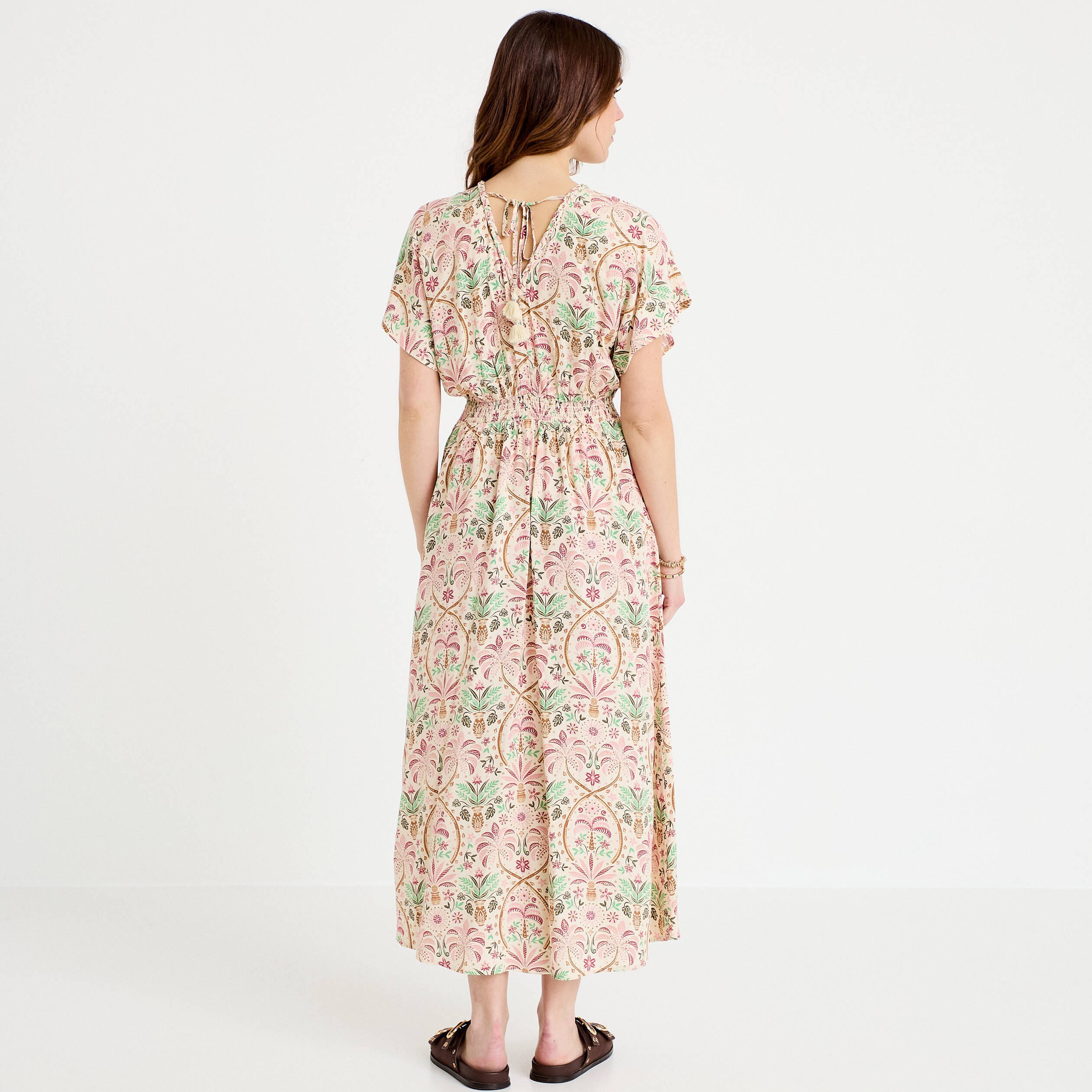Robe longues manches courtes blanc femme