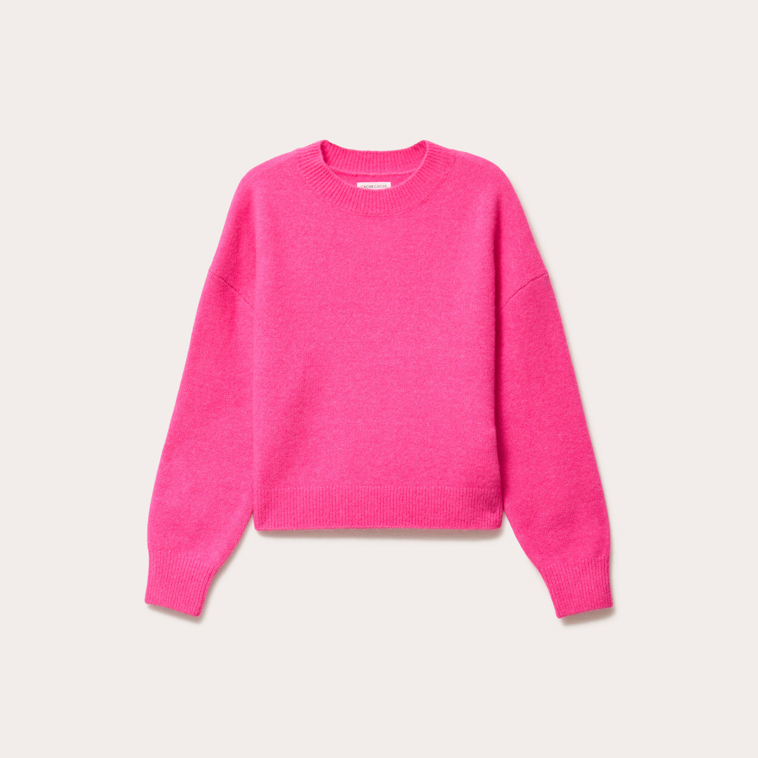 Pull col rond rose femme
