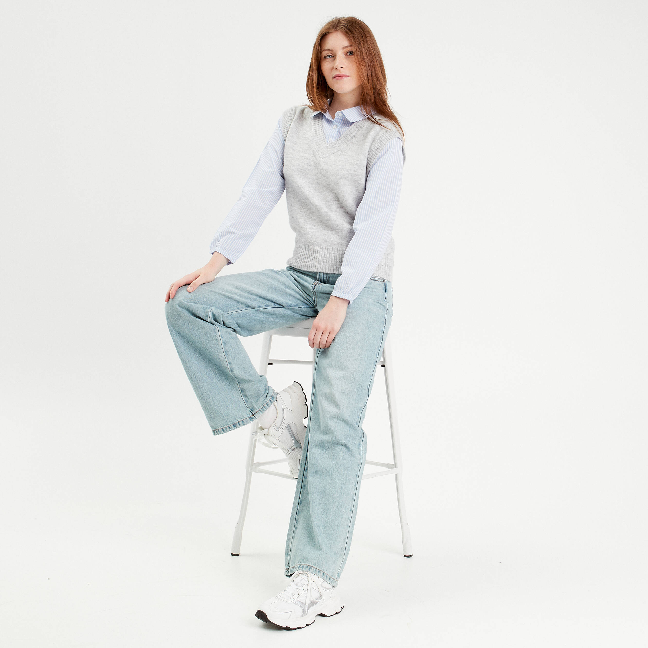 Pull 2 En 1 Magnifique HIGH USE By Claire Campbell - Taille XL - Couleurs Blanc, Bleu, Bleu Ciel - Laine Et Mohair